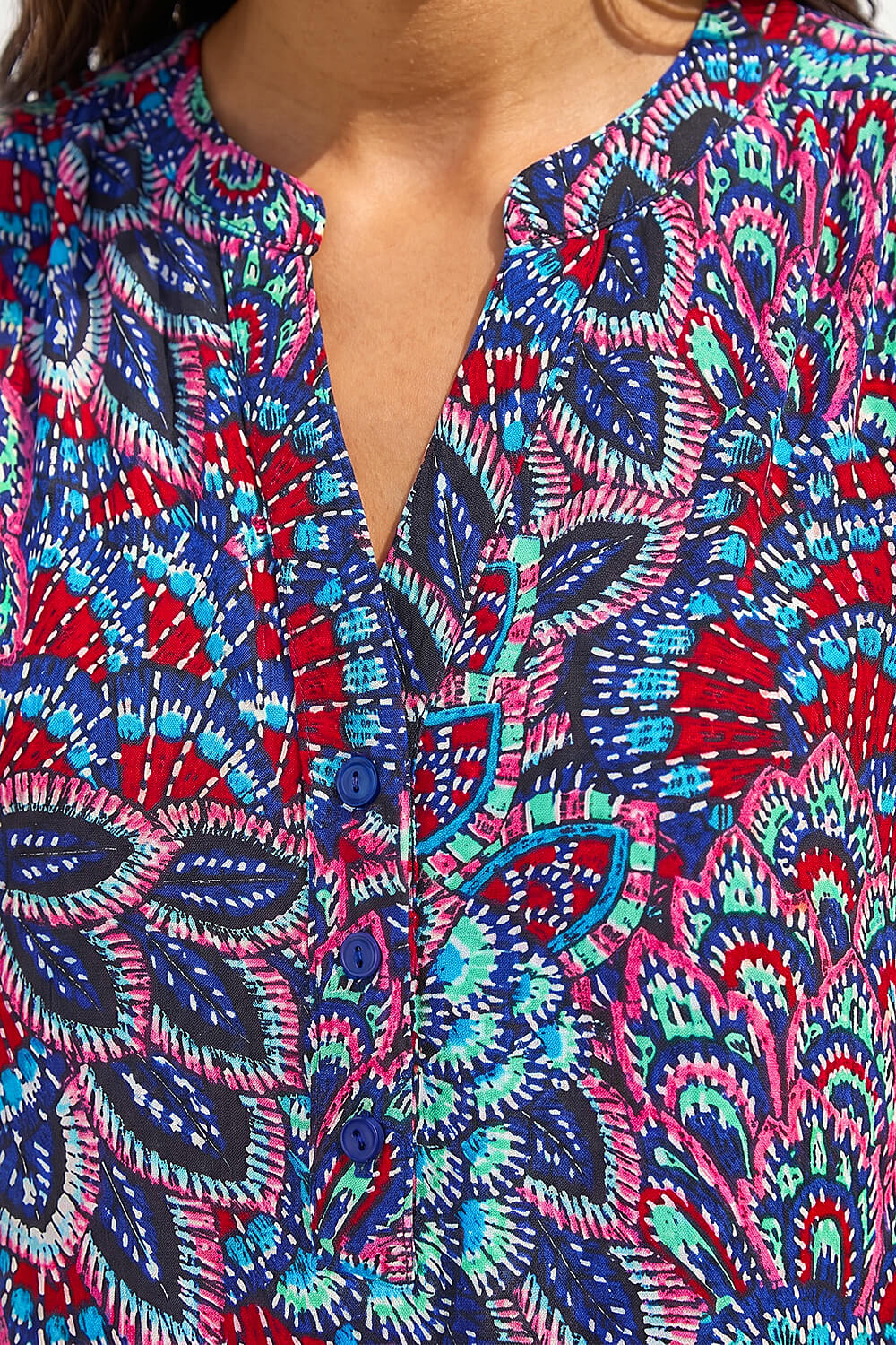 Blue Abstract Print Stretch Vest Top, Image 5 of 4