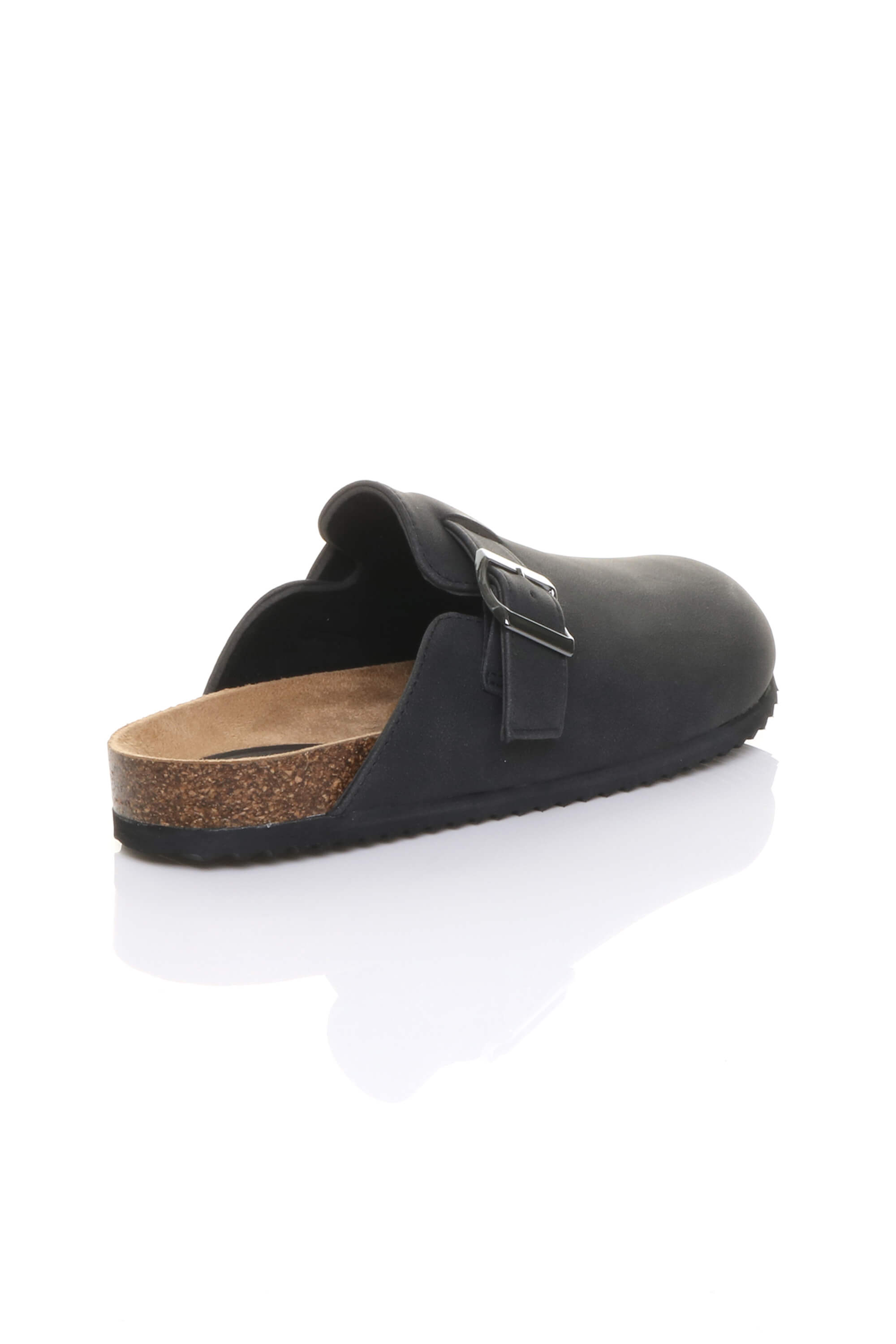 Black AJVANI Black Flat Footbed Sandals Mules, Image 4 of 4