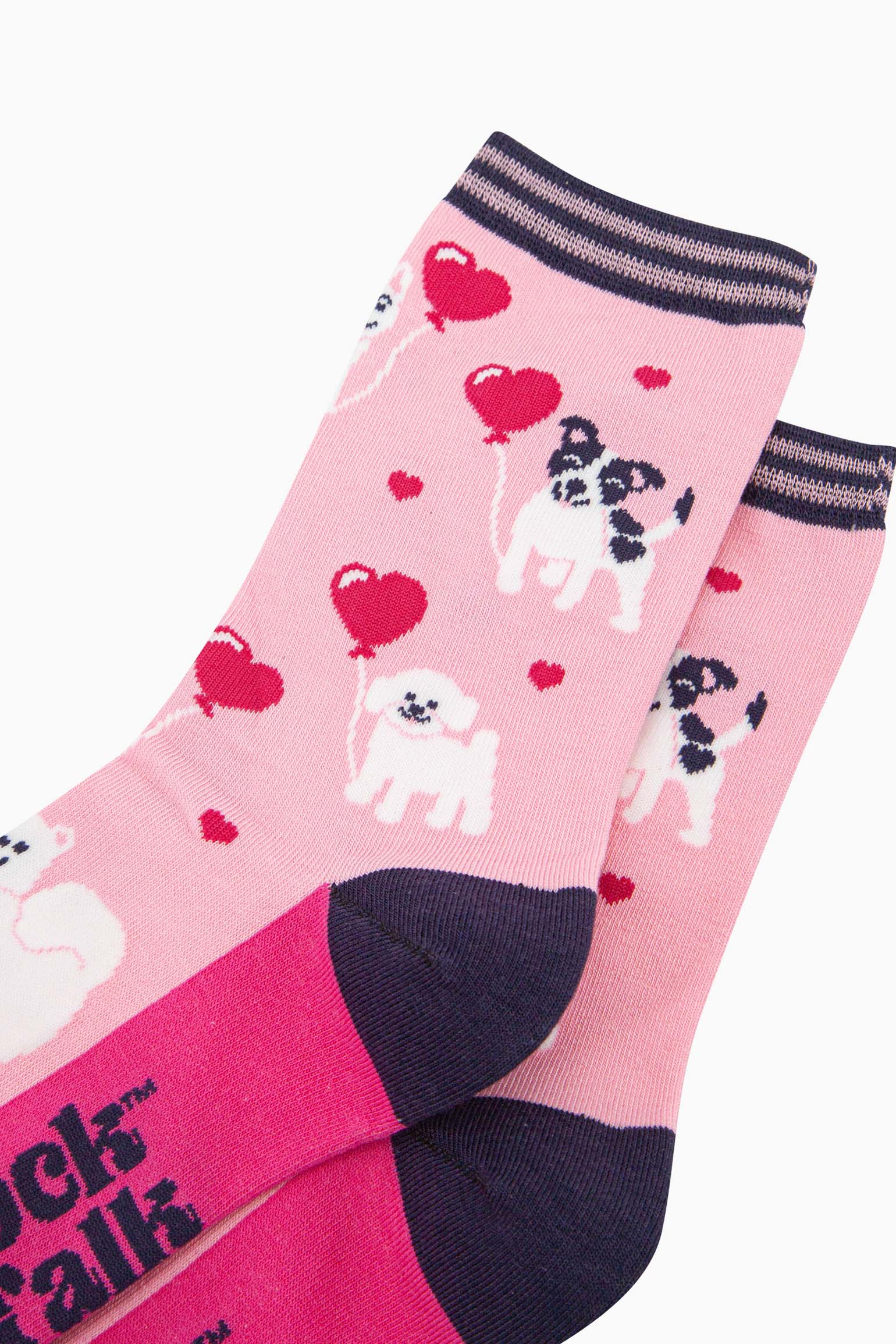 Pink Dogs Heart Balloons Bamboo Socks - Pink, Image 3 of 4