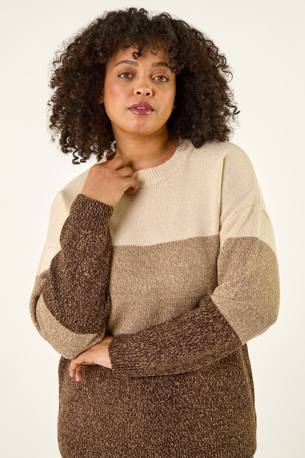 Stone Curve Ombre Stripe Knit Jumper, Image 6 of 7