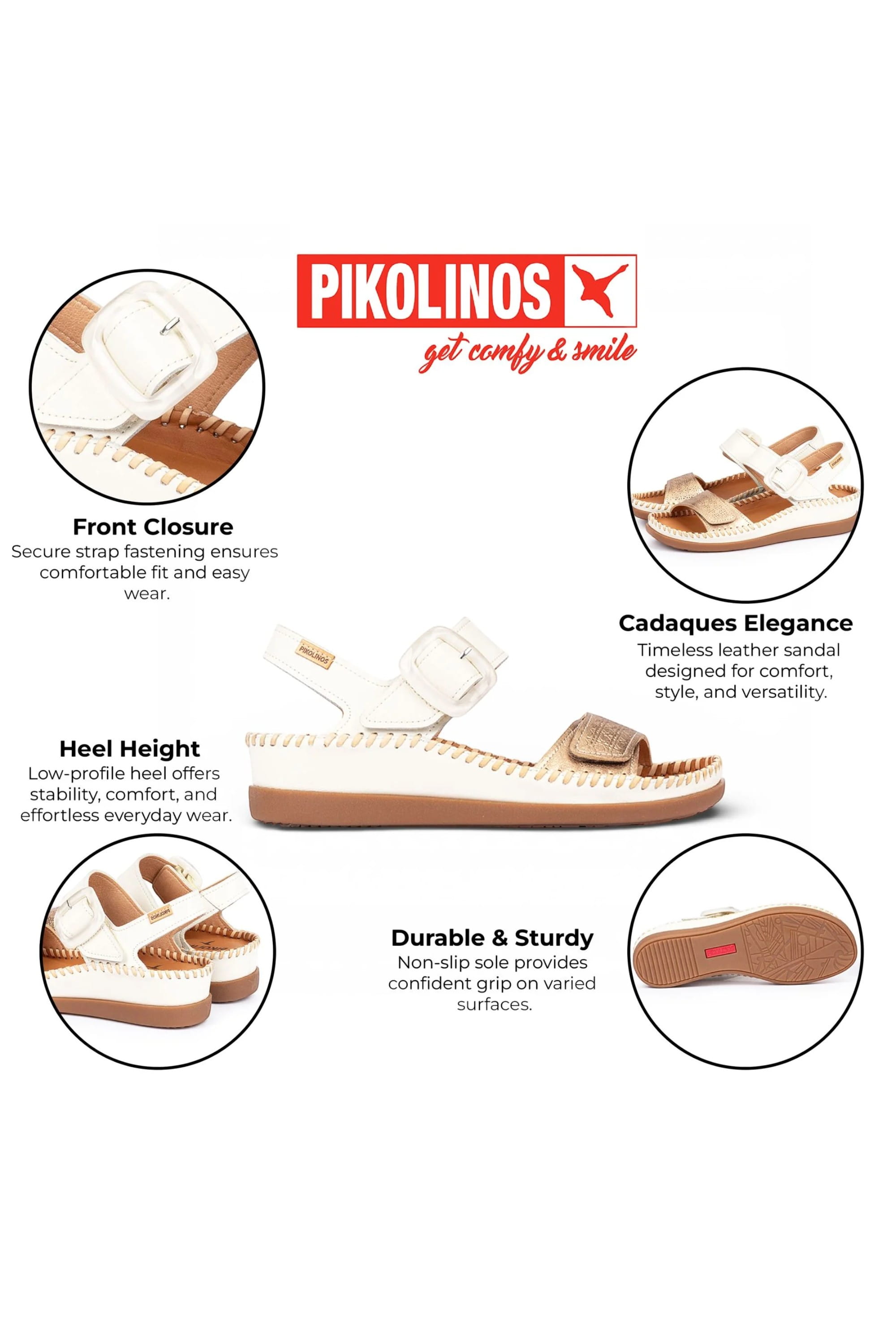White Womens leather Summer Sandals-W8K-0555C1, Image 3 of 8