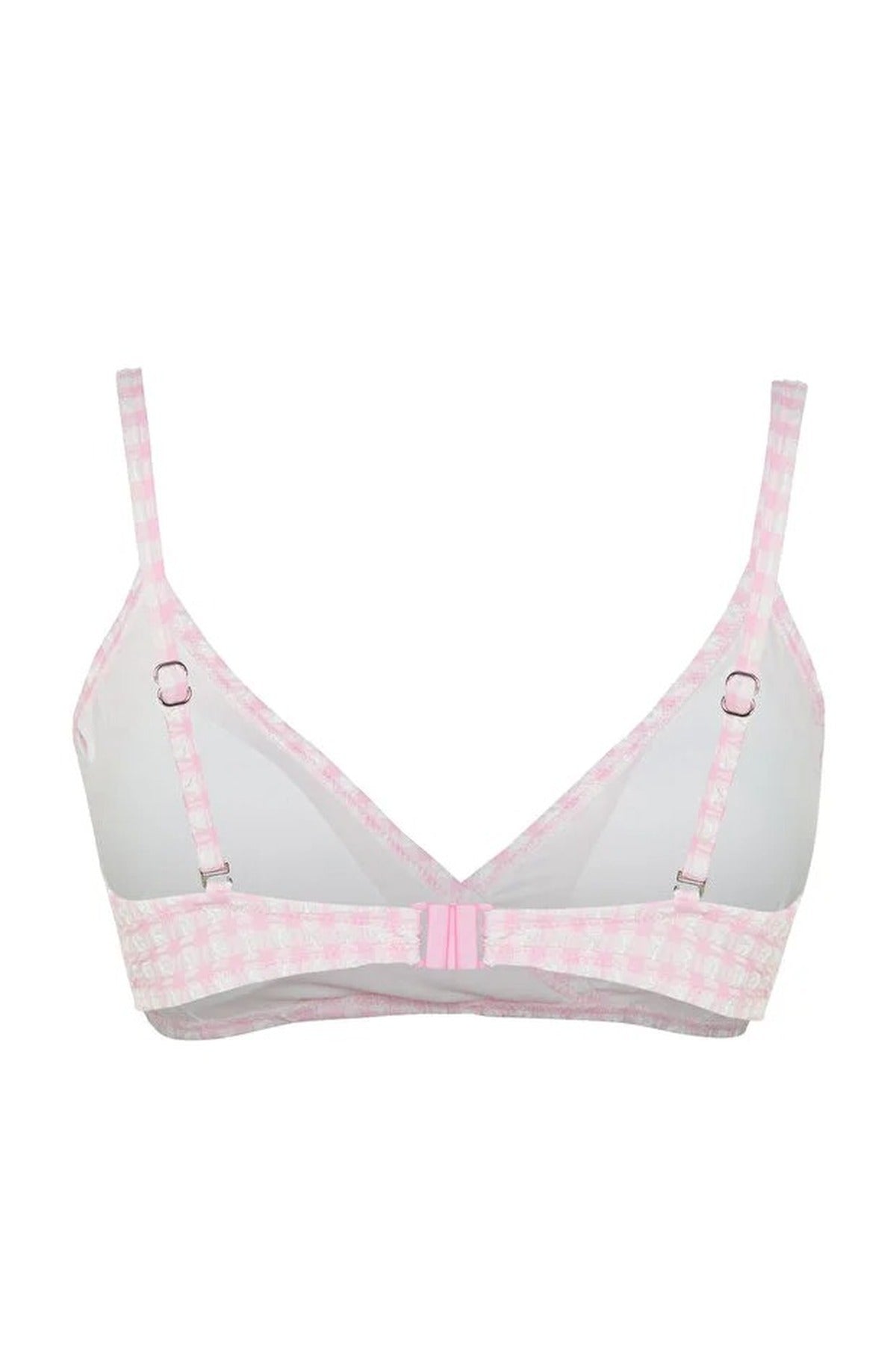 Pink WOVCOR Pink Textured Gingham Triangle Bikini Top, Image 3 of 4