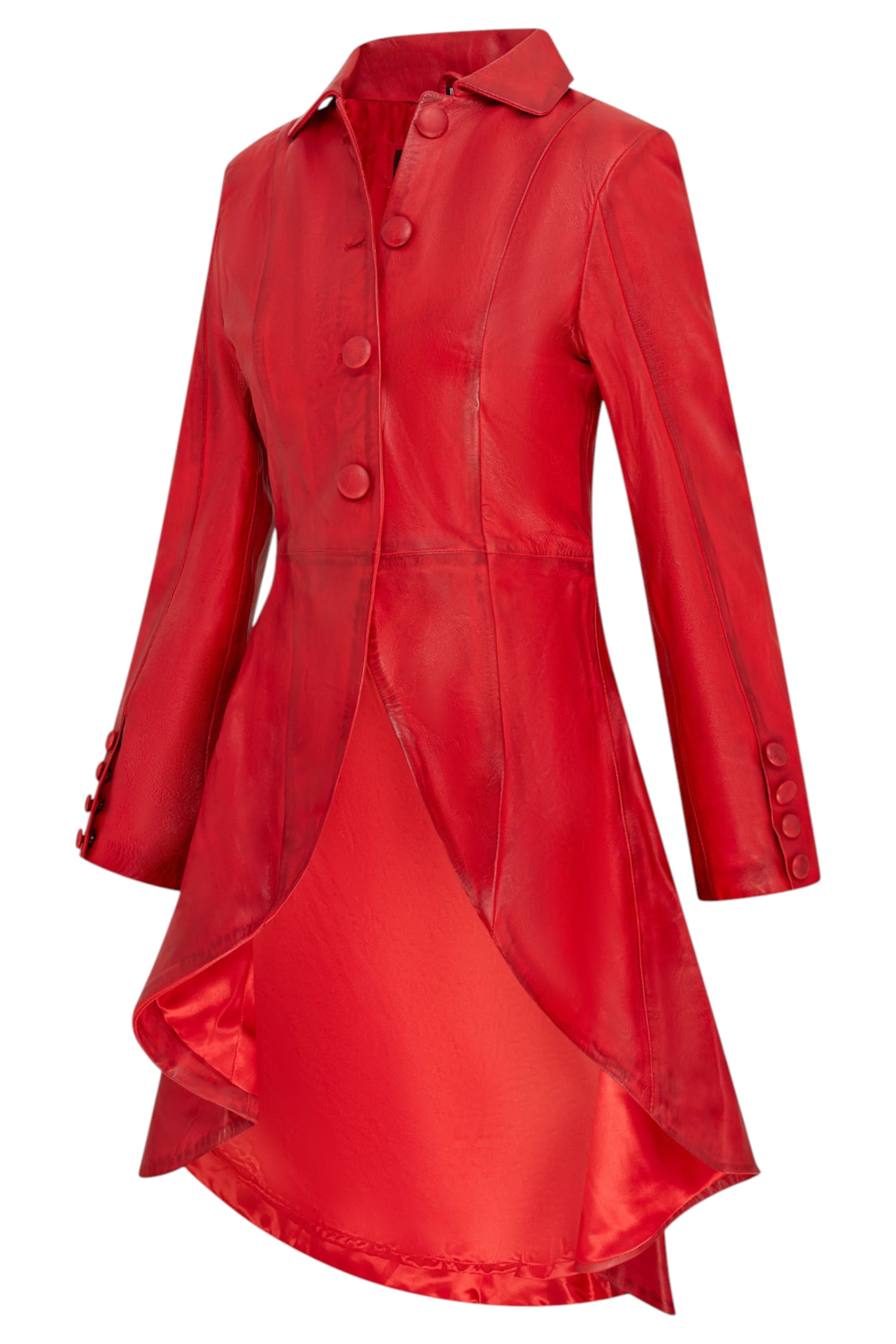 Red Goth Full Length Victorian Leather Coat, Image 2 of 6