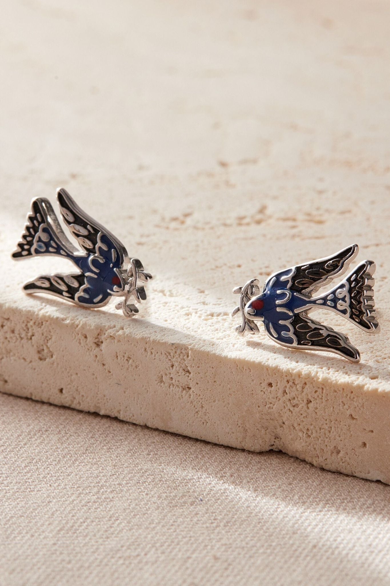 Silver Sterling Silver Dove Of Peace Studs, Image 2 of 3