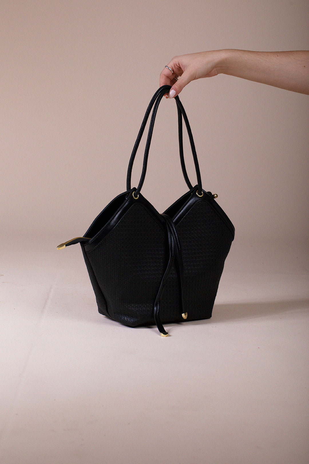 Black Tote Bag In Black, Image 2 of 4