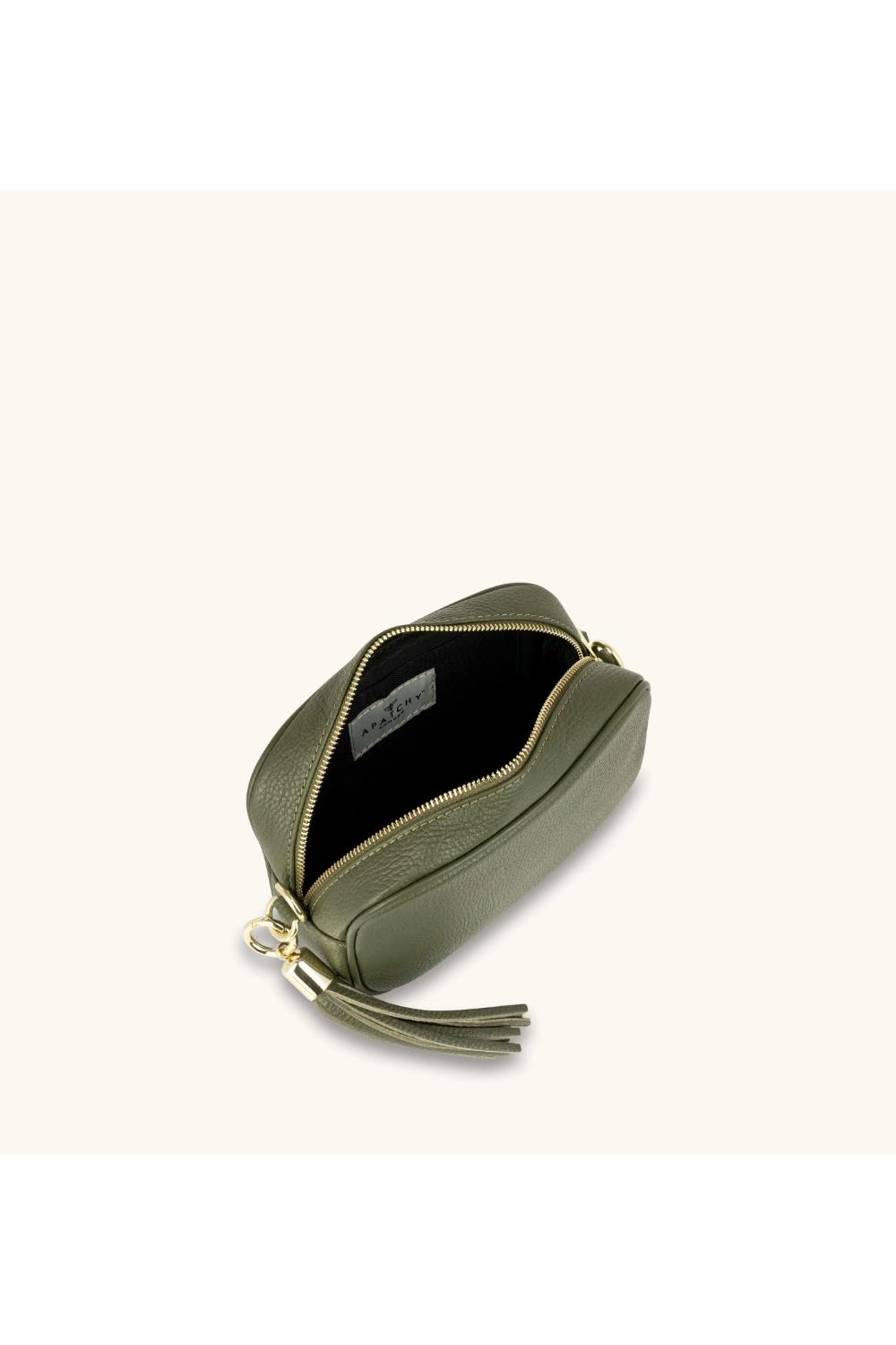 Olive The Tassel Olive Leather Crossbody Bag, Image 3 of 5