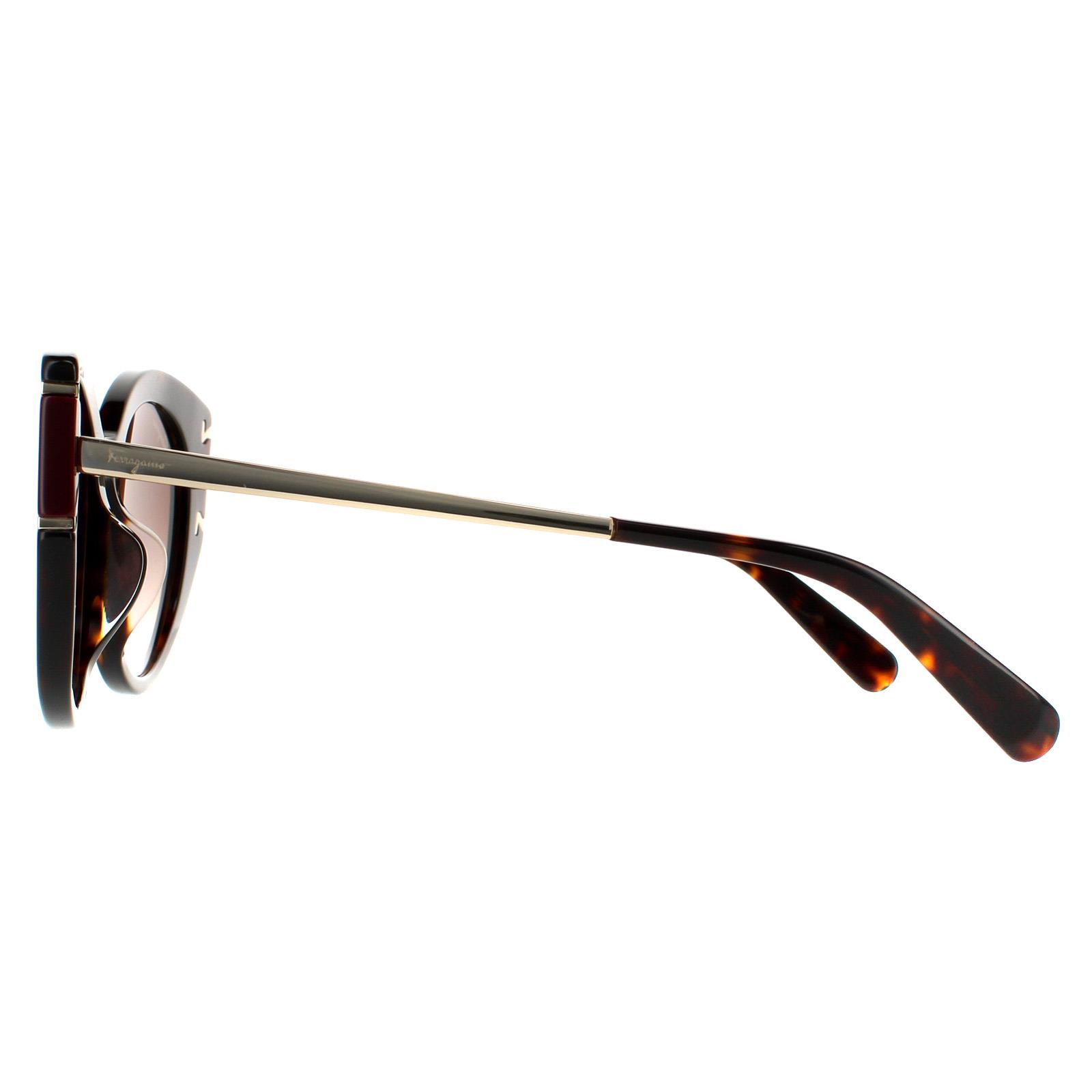 Brown Salvatore Ferragamo Brown Cat Eye Tortoise Brown Gradient Sunglasses, Image 3 of 4