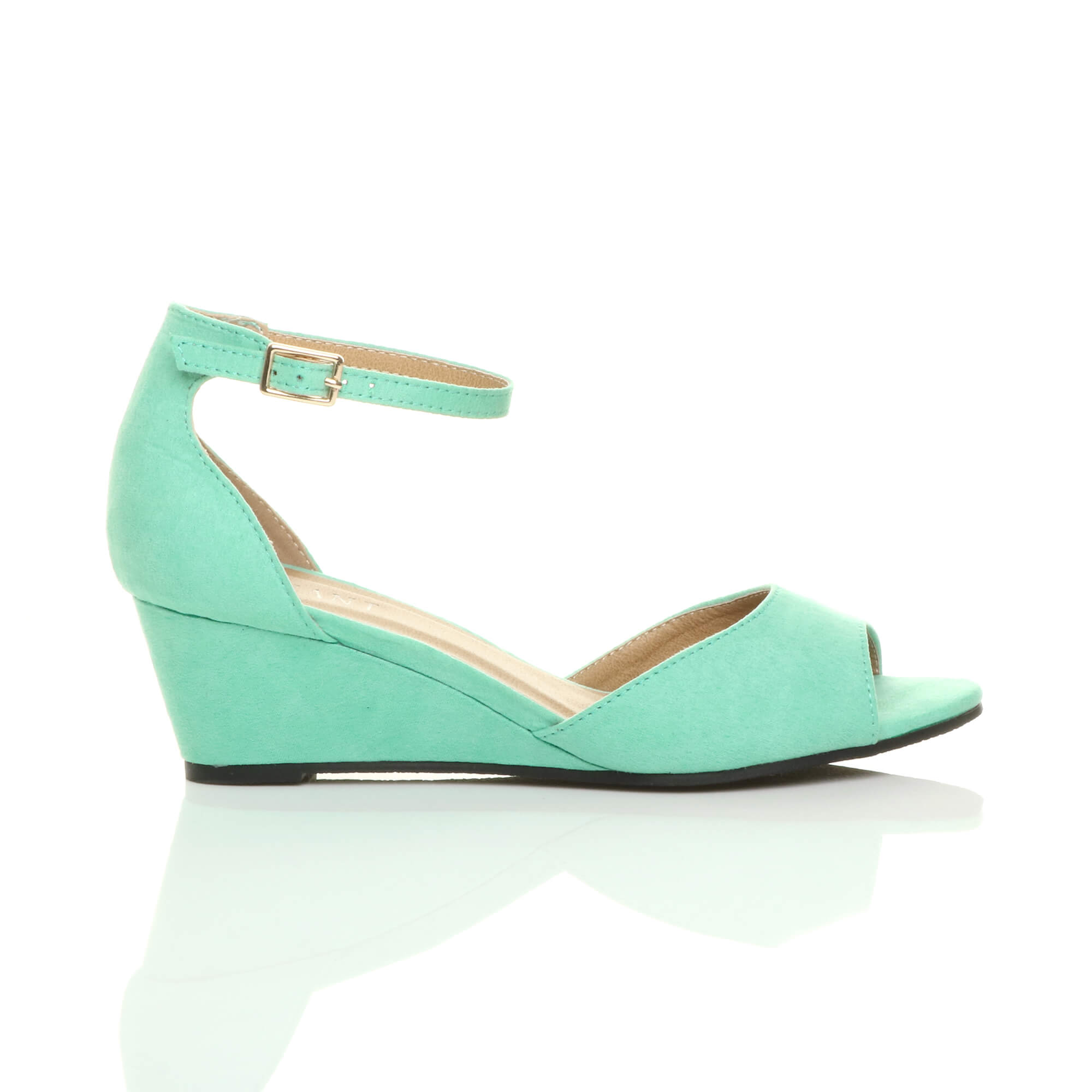 Mint AJVANI Mint Mid Wedge Heel Ankle Strap Sandals, Image 2 of 6