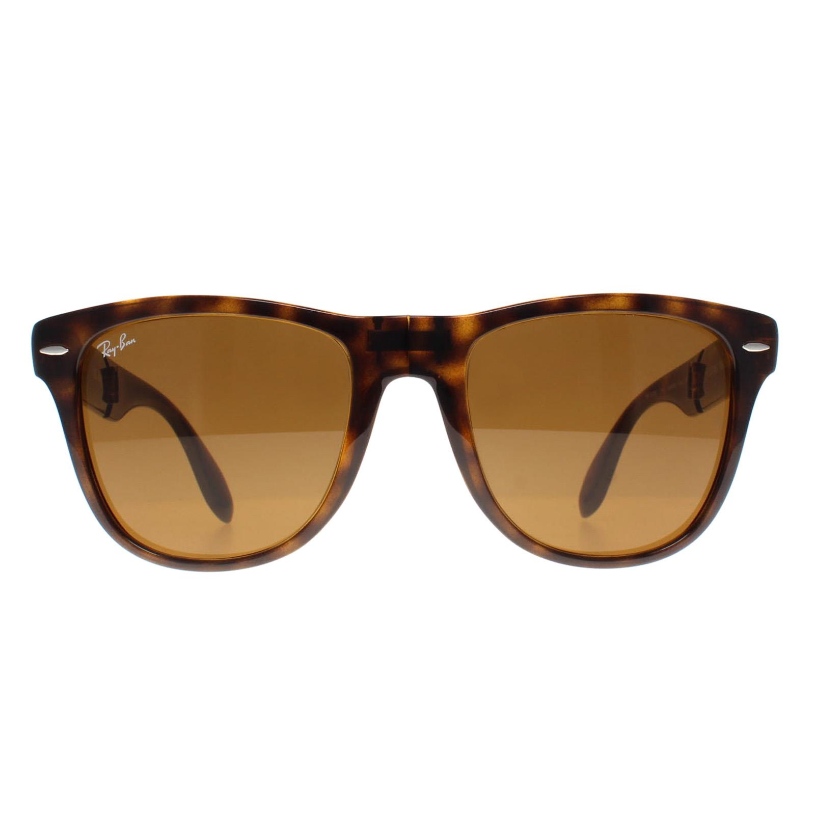 Brown Ray-Ban Brown Rectangle Tortoise Brown Folding Wayfarer 4105 Sunglasses, Image 1 of 3