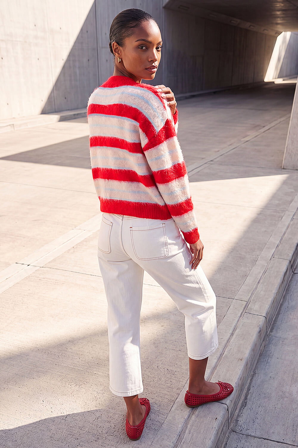 Red Stripe Knit Cardigan, Image 4 of 4
