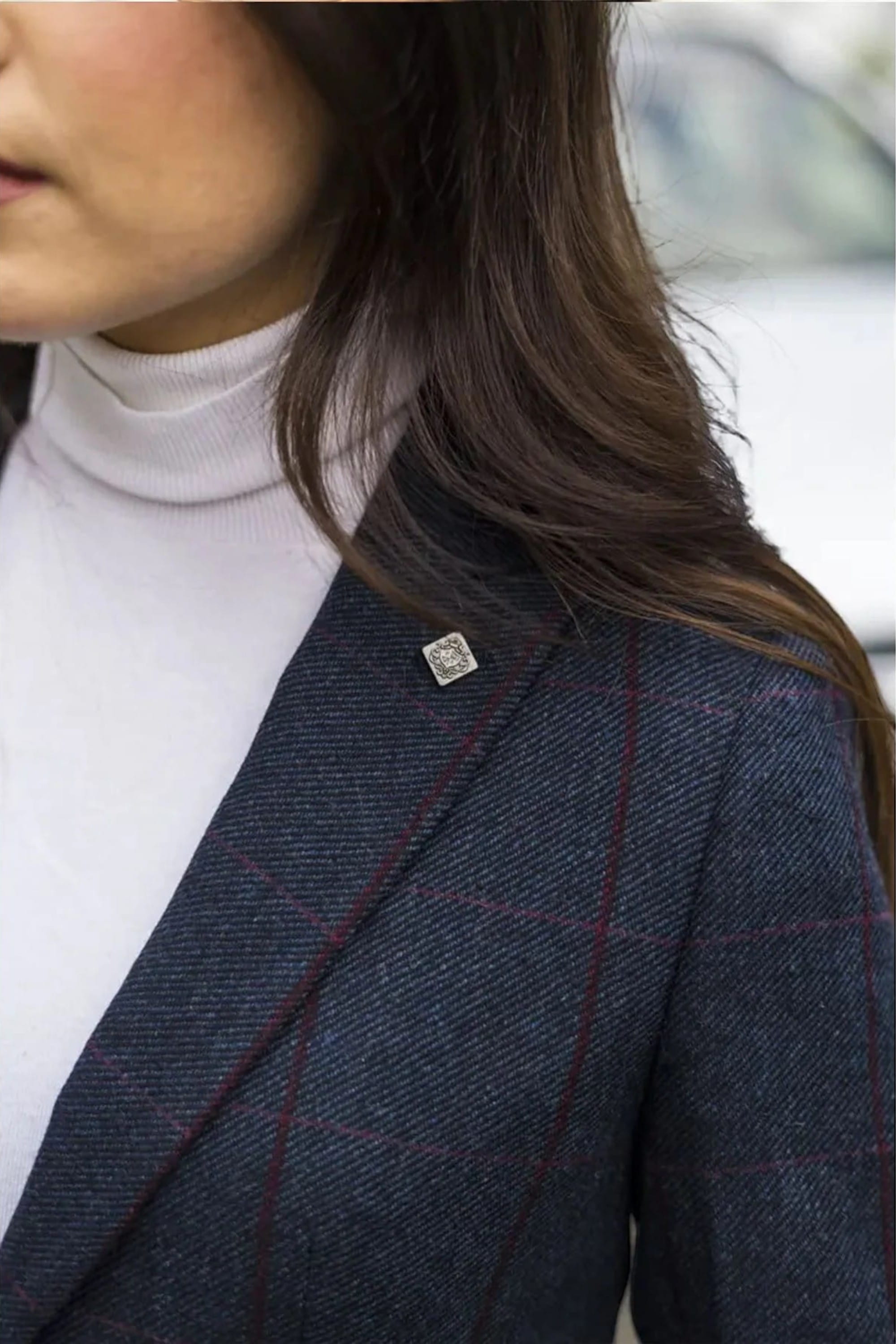 Navy Infinity Leather Navy Women's Navy Tweed Formal Blazer, Image 7 of 7