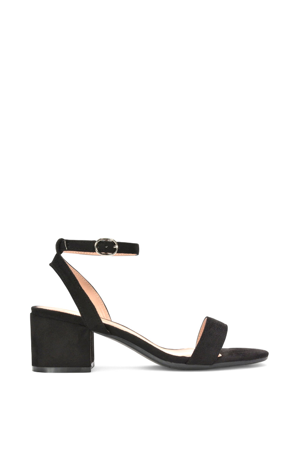 Black 'Gemma' Low Block Heel Open Toe Strappy Sandal Shoes