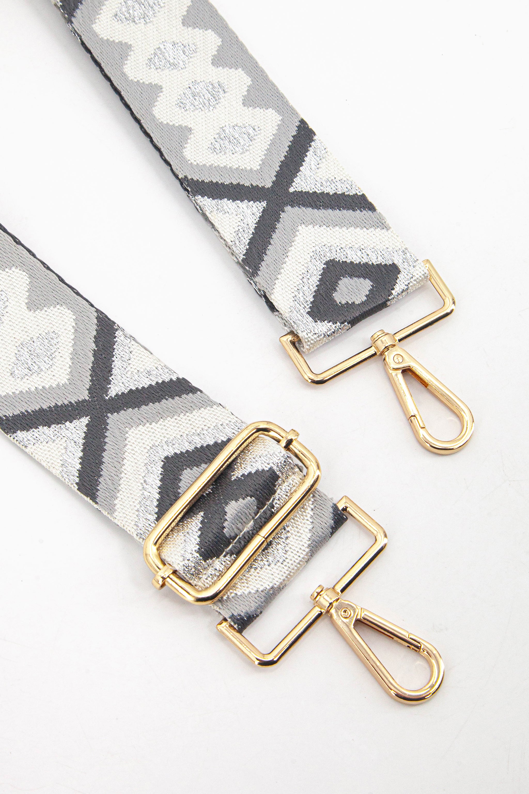 Grey Metallic Aztec Woven Bag Strap, Image 2 of 4