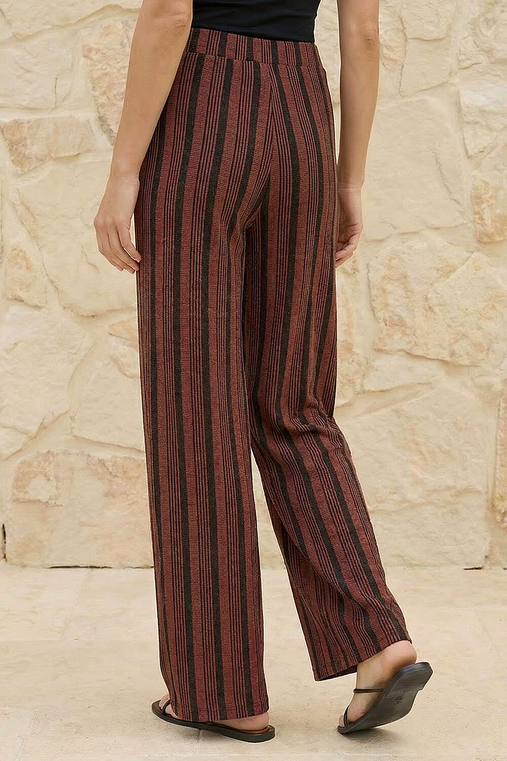 Chocolate Texture Stripe Stretch Trouser, Image 4 of 5