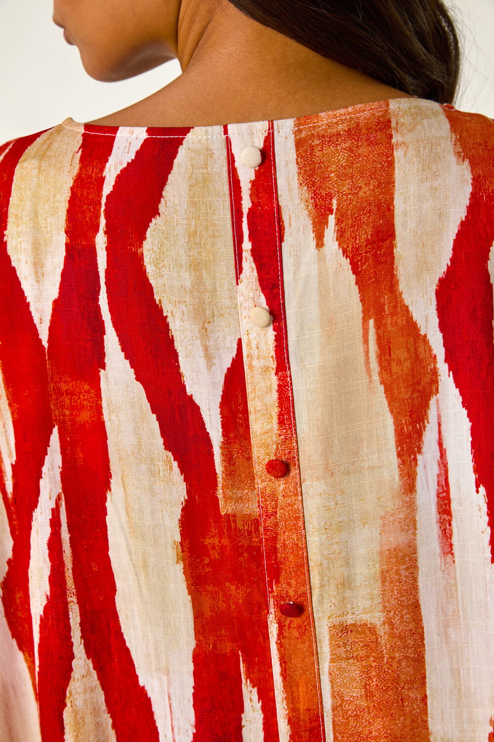 Red Abstract Buttoned Top, Image 6 of 5