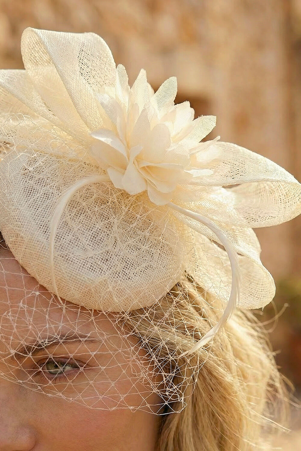 Ivory  Mesh Net Hat Fascinator, Image 5 of 4