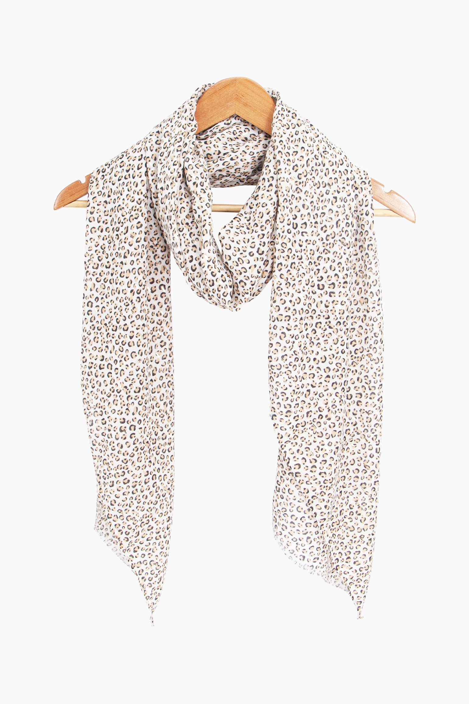Cream Sarta Cream Leopard Print Lightweight Scarf, Image 4 of 4