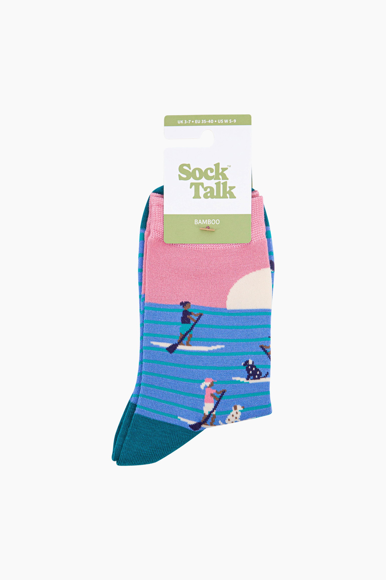 Blue Sunset Paddle Boarding Bamboo Socks in Blue, Image 4 of 4