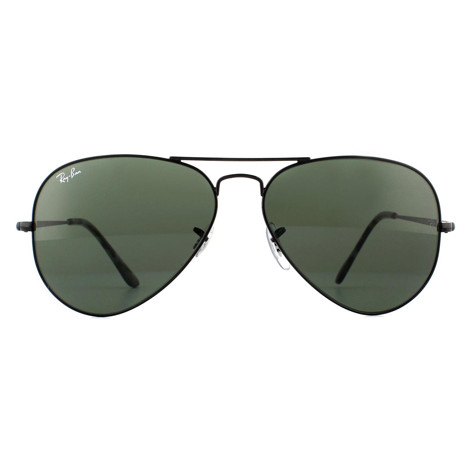 Black Ray-Ban Black Aviator Black Green Sunglasses, Image 1 of 6