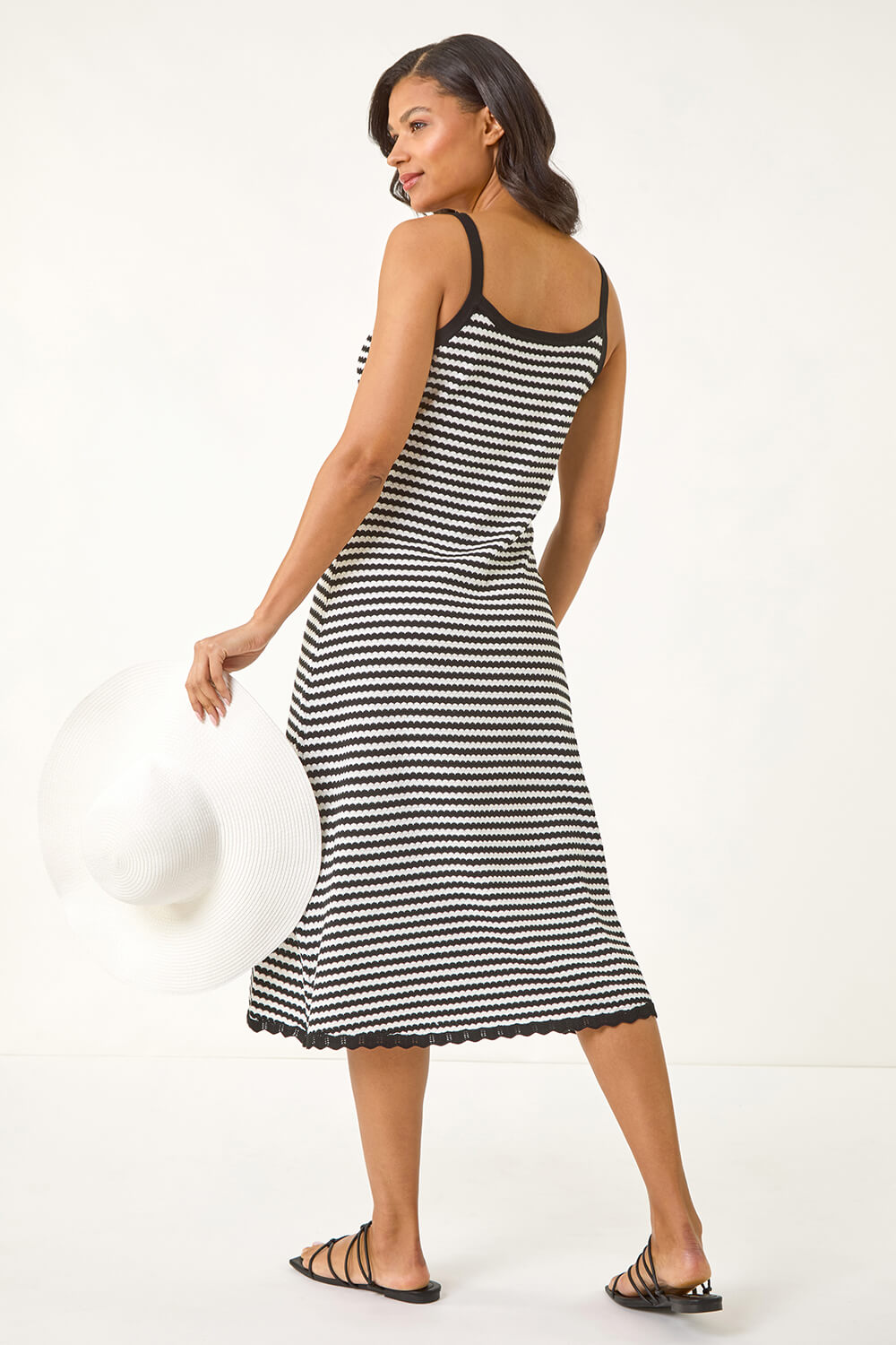 Black Stripe Crochet Midi Dress, Image 4 of 5