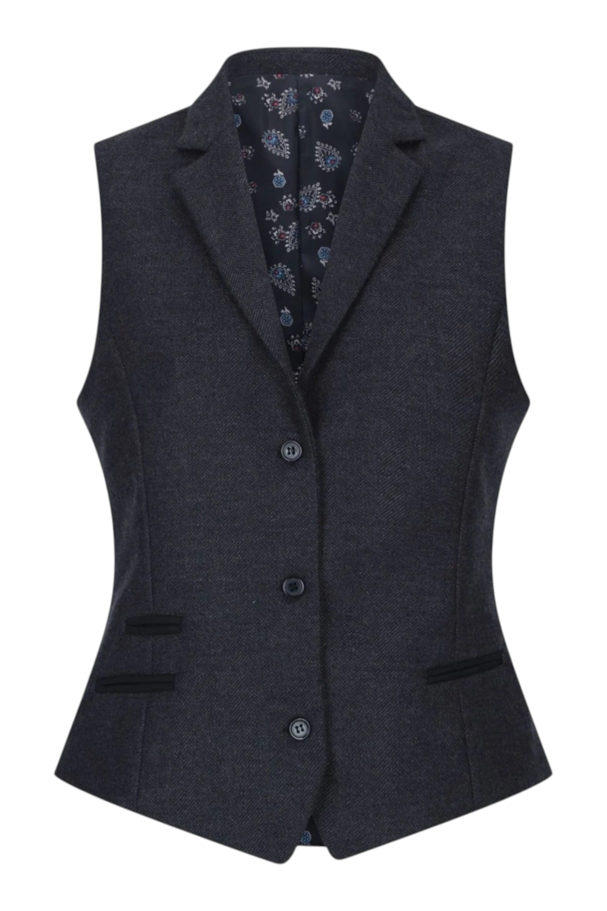 Black Infinity Leather Black Check Tweed Waistcoat Wool Blend Vest, Image 1 of 4
