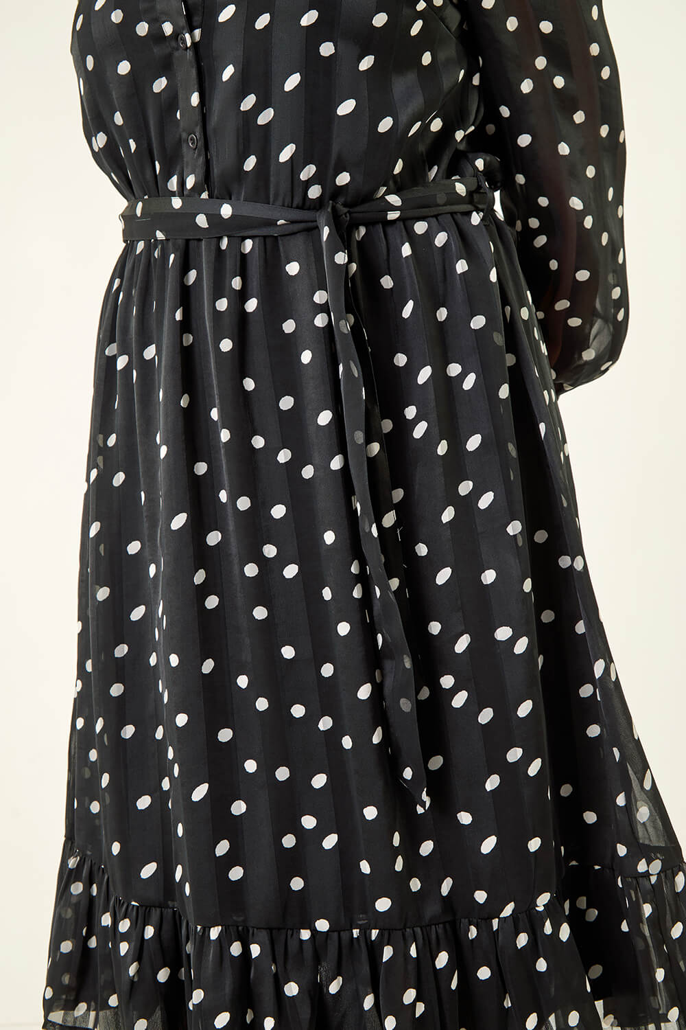 Black Curve Polka Dot Midi Dress, Image 6 of 5