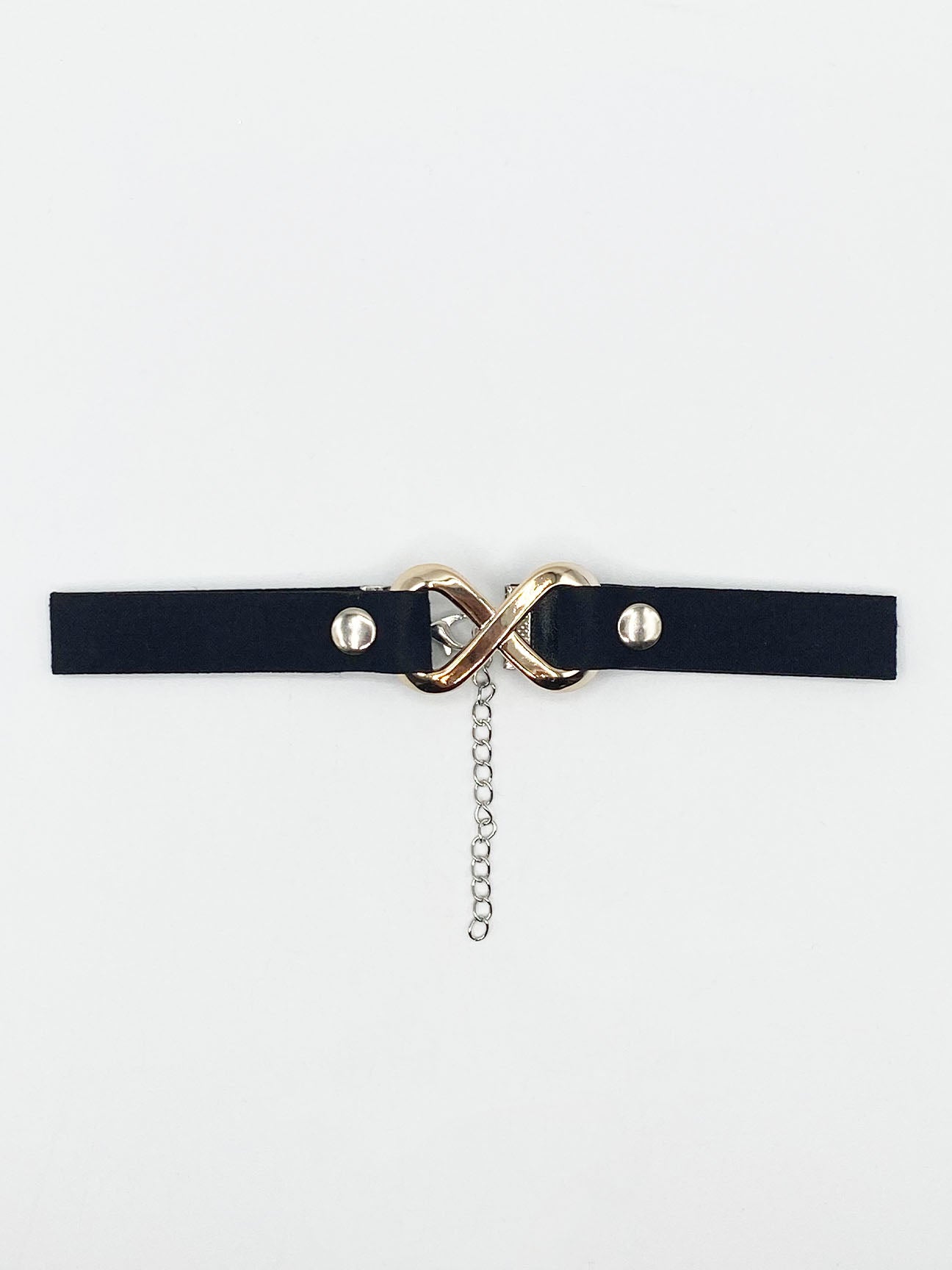 Gold SVNX Gold Black Faux Suede Choker Necklace With Gold Metal Centre Piece, Image 2 of 2