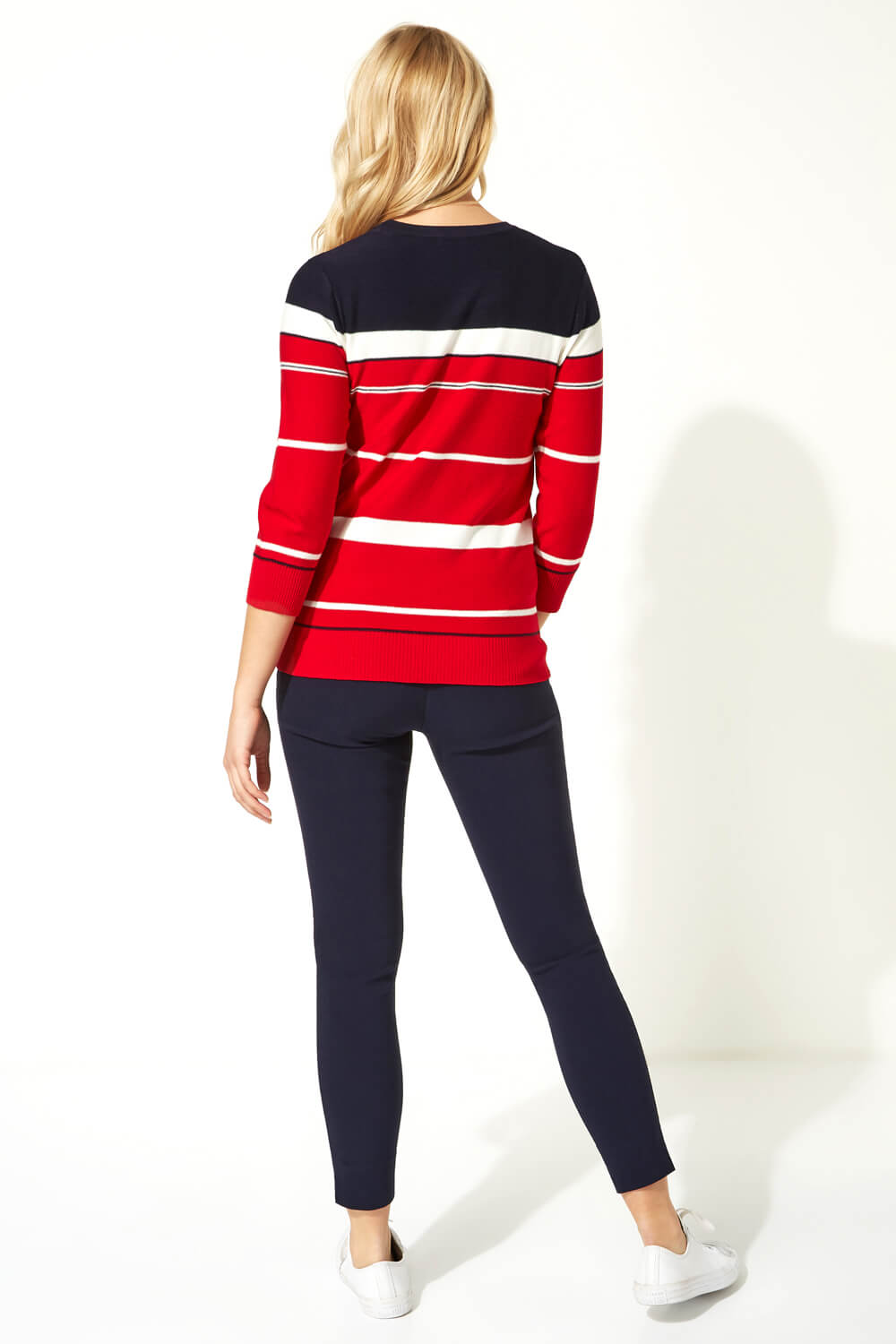 Red Nautical Bird Embroidered Stripe Jumper, Image 4 of 5