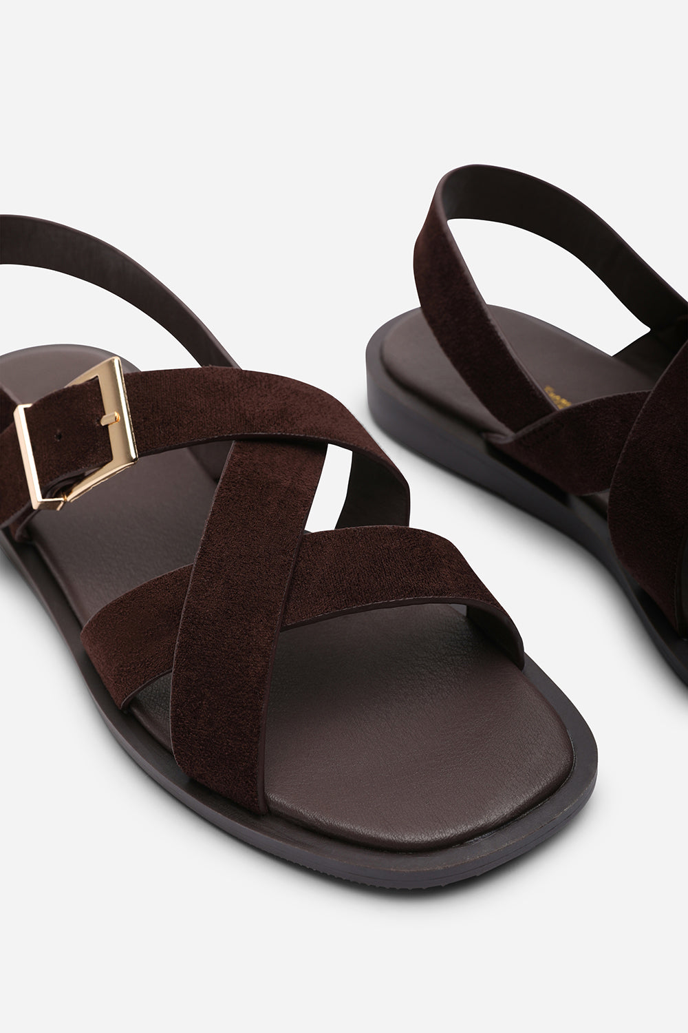 Dark Brown Where's That From Dark Brown Capri Cross Over Open Toe Sandal, Image 5 of 6