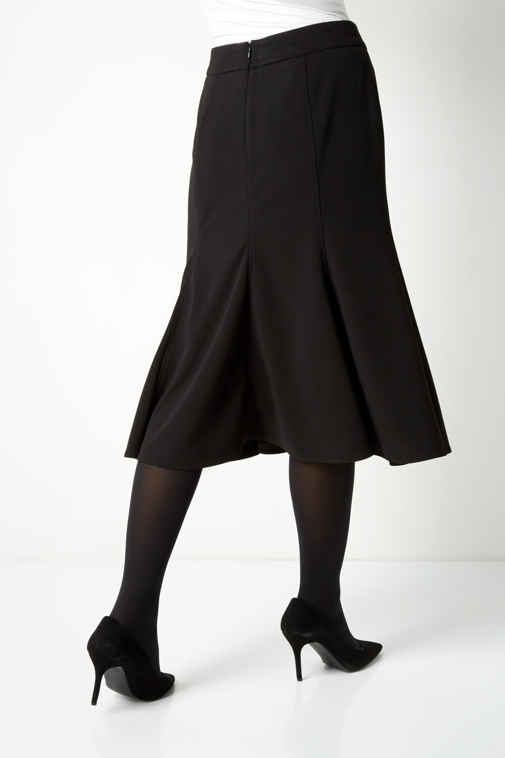 Black Flute Midi Skirt, Image 3 of 4