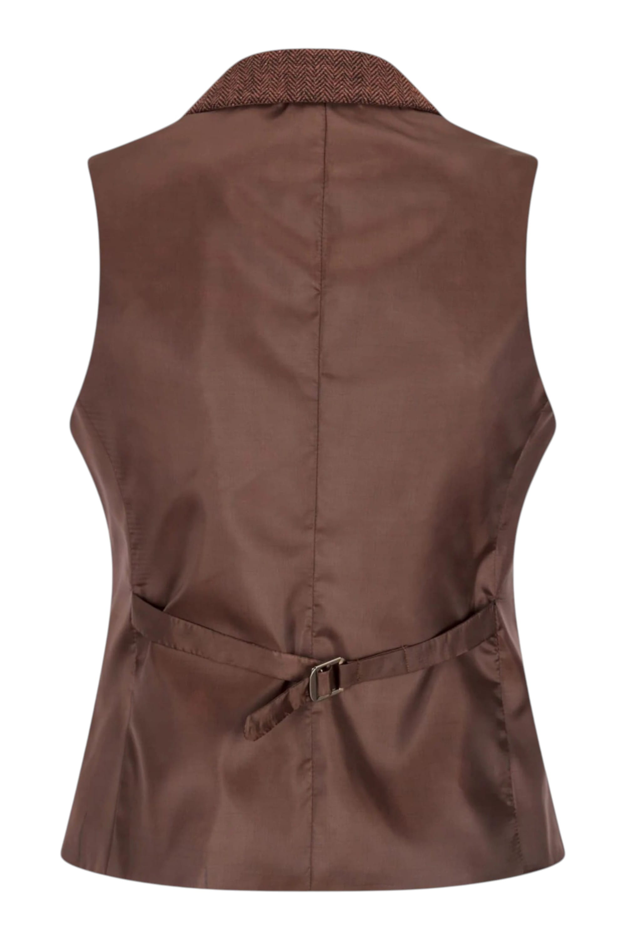 Rust Infinity Leather Rust Herringbone Wool Tweed Check Waistcoat, Image 4 of 4