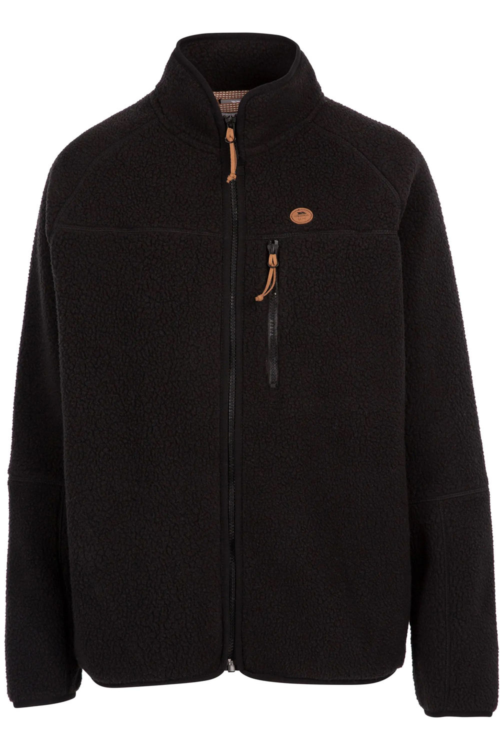 Black Quake Leather Trim Fleece Jacket, Image 1 of 4