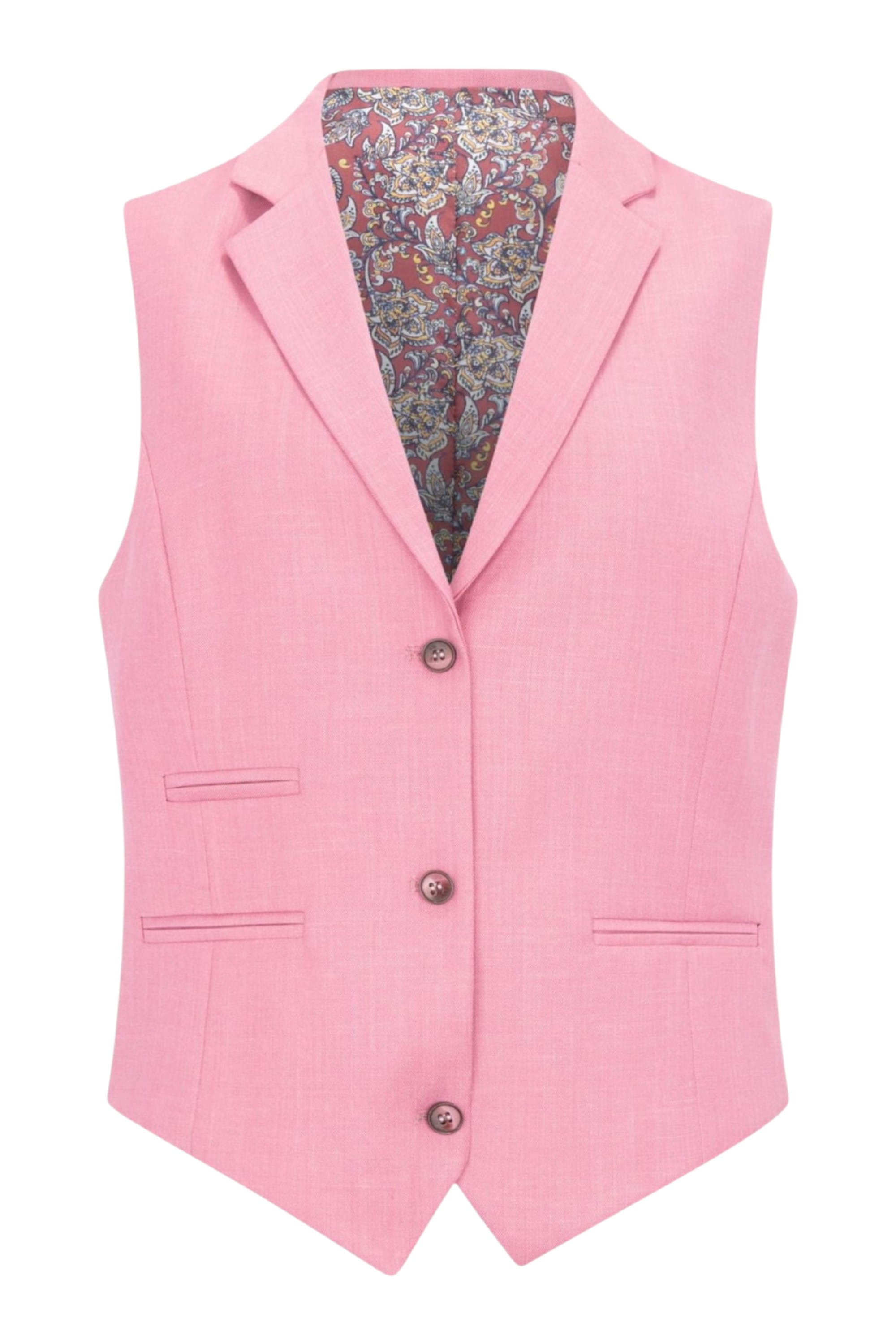 Pink Infinity Leather Pink Womens 3 Piece Plain Pink Formal Office Suit, Image 5 of 8