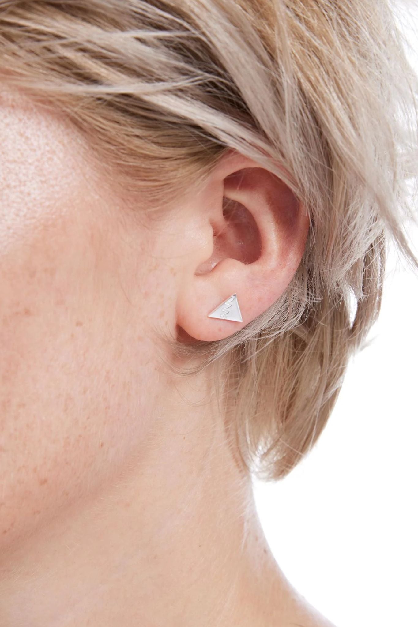 Silver Sterling Silver Mountain Studs, Image 2 of 3