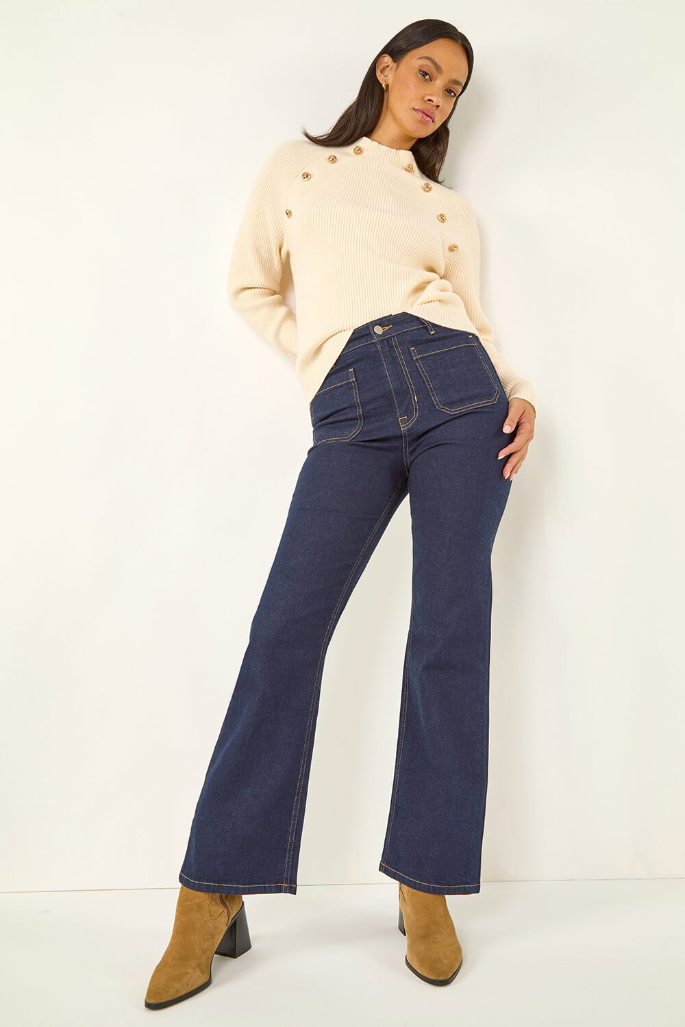 Indigo Dusk Front Pocket Bootcut Jeans, Image 1 of 6
