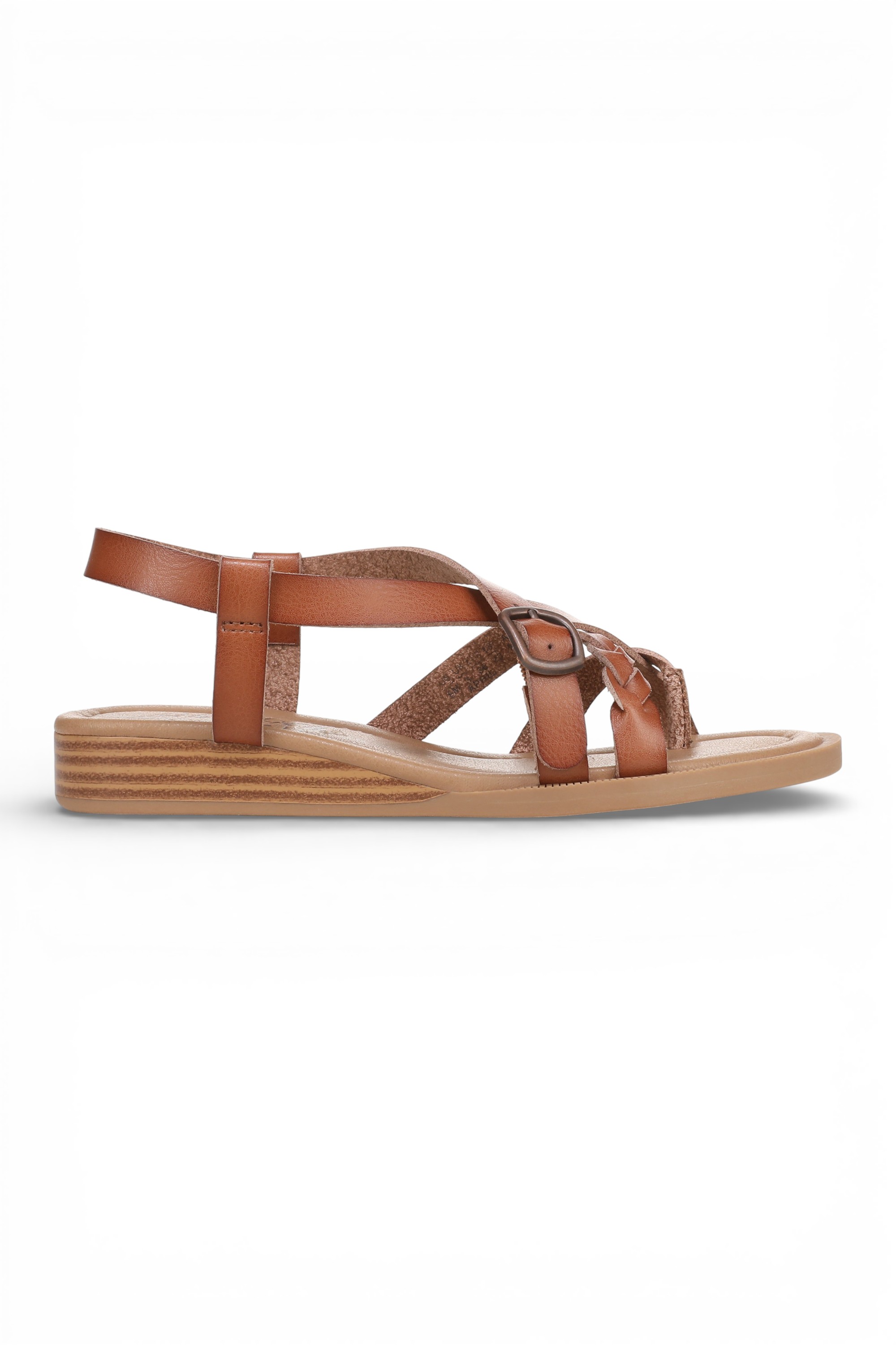 Brown Womens "April" Micro Wedge Strappy Sandals, Image 2 of 6