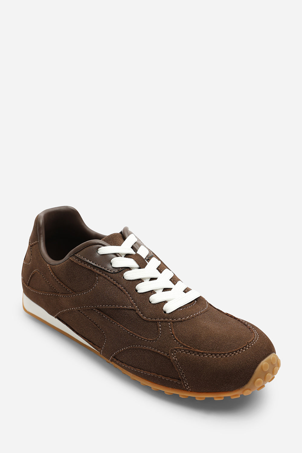 Brown Where's That From Brown Marleigh Suede Retro Runner Trainer, Image 3 of 6
