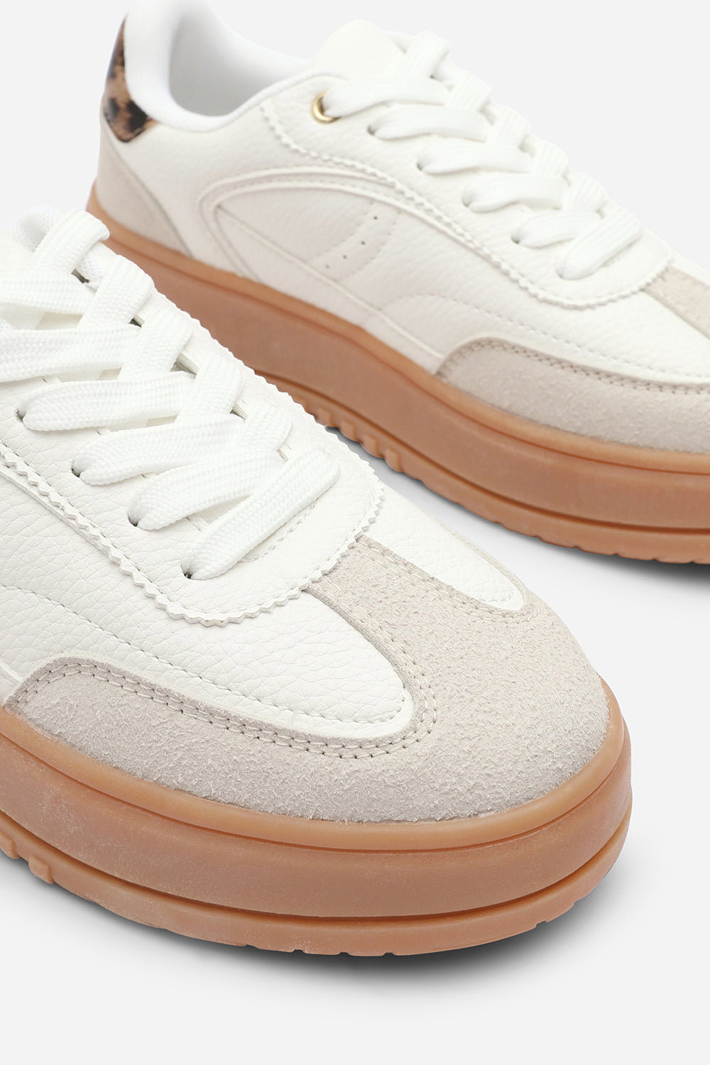 White 'Yulia' Low Wedge Lace up trainer, Image 5 of 8