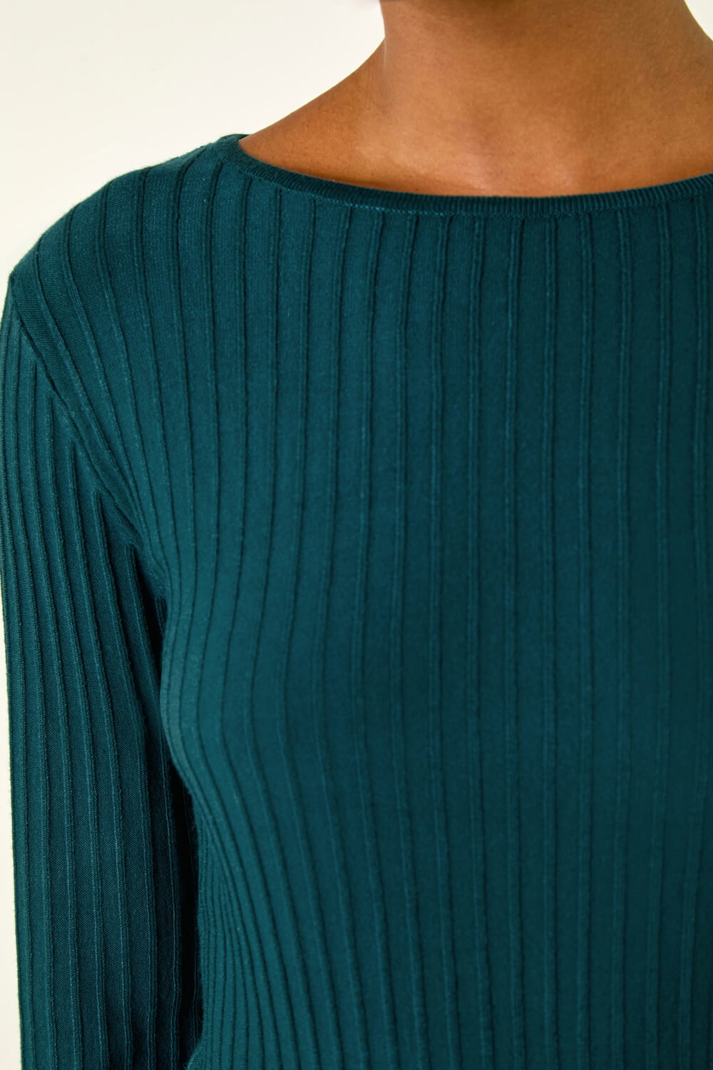 Emerald Ribbed Textured Jumper , Image 6 of 5