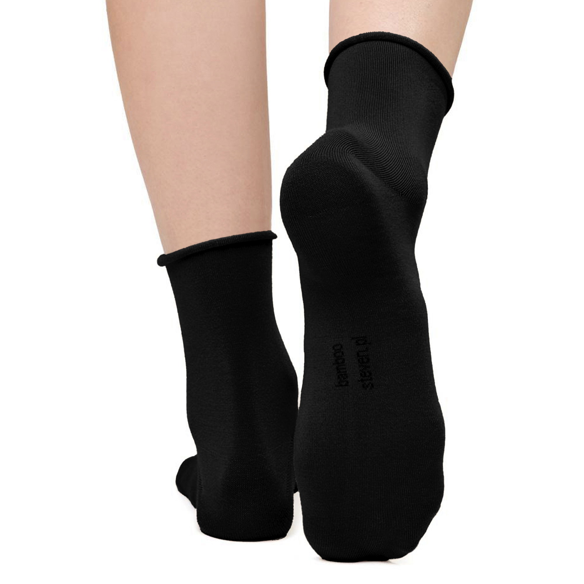 Black Bamboo Sensory Soft Seamless Socks, Image 4 of 5