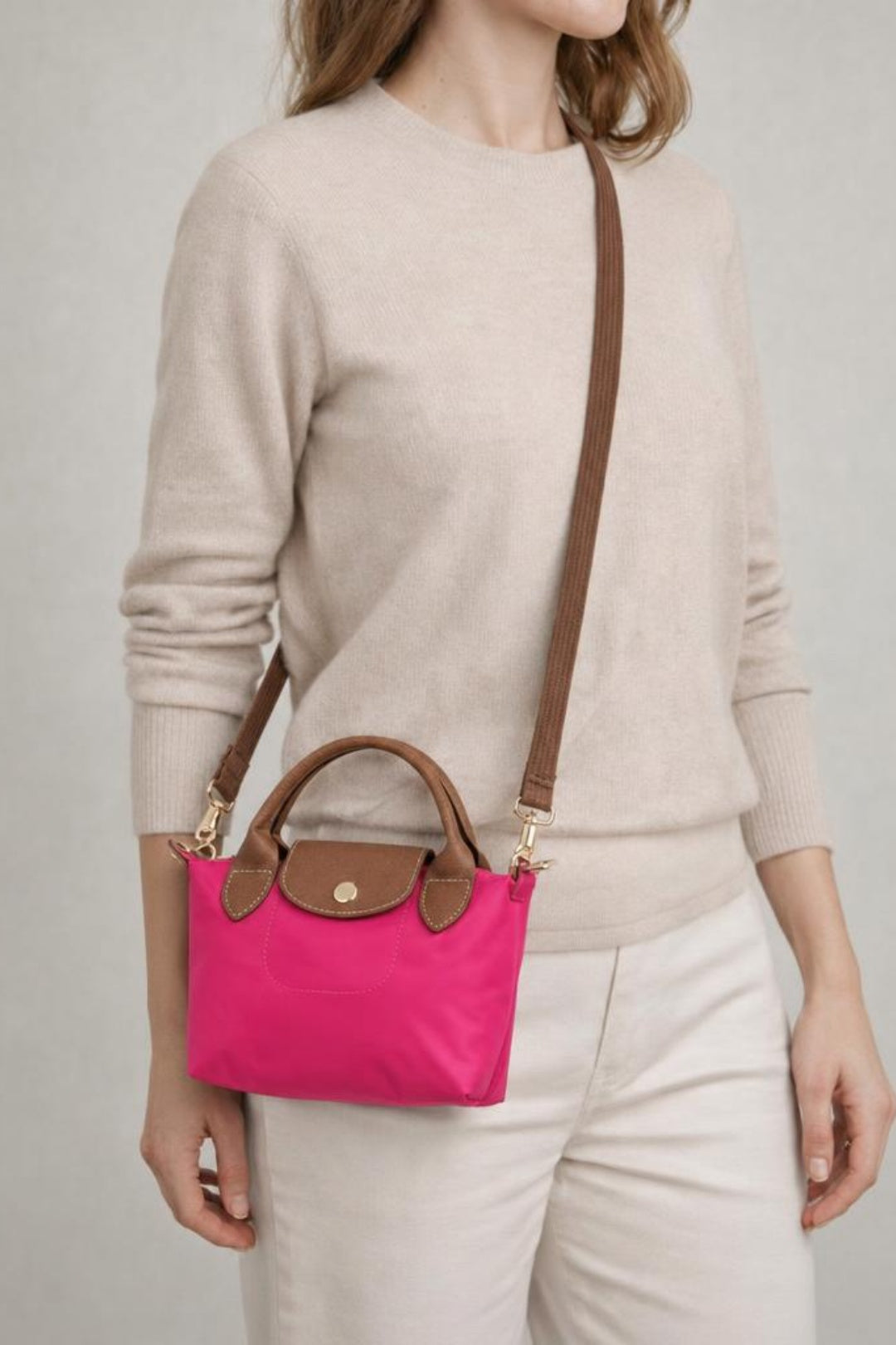 Pink Flourescent Mini Pouch Crossbody Bag, Image 3 of 3