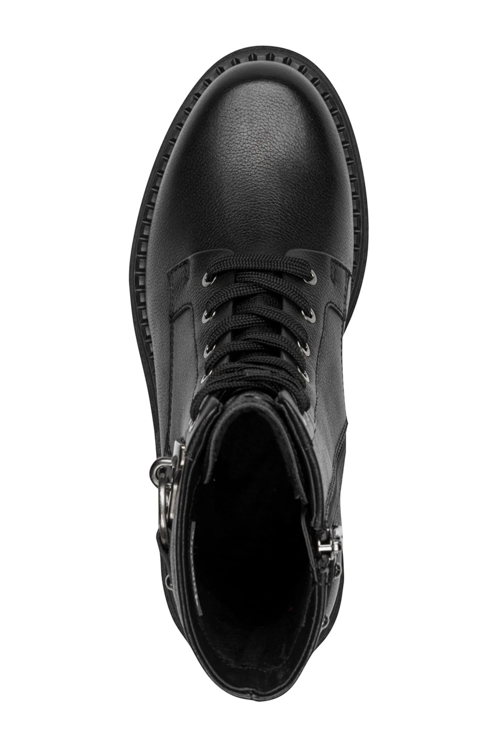 Black Tamaris Black Tamaris Womens Black Leather Combat Boot, Image 5 of 7