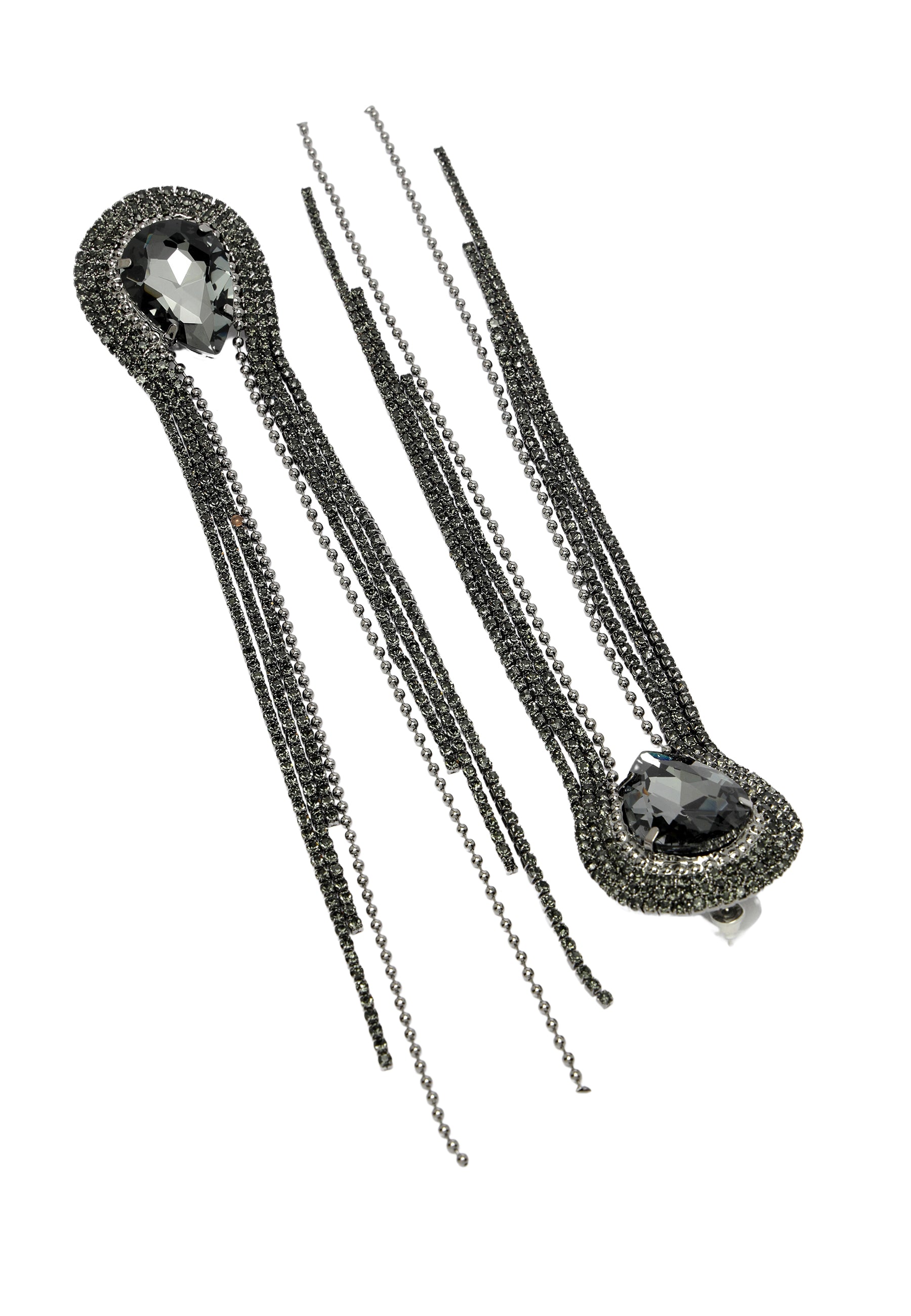 Black Diva Collection Long Chain Earrings, Image 3 of 5