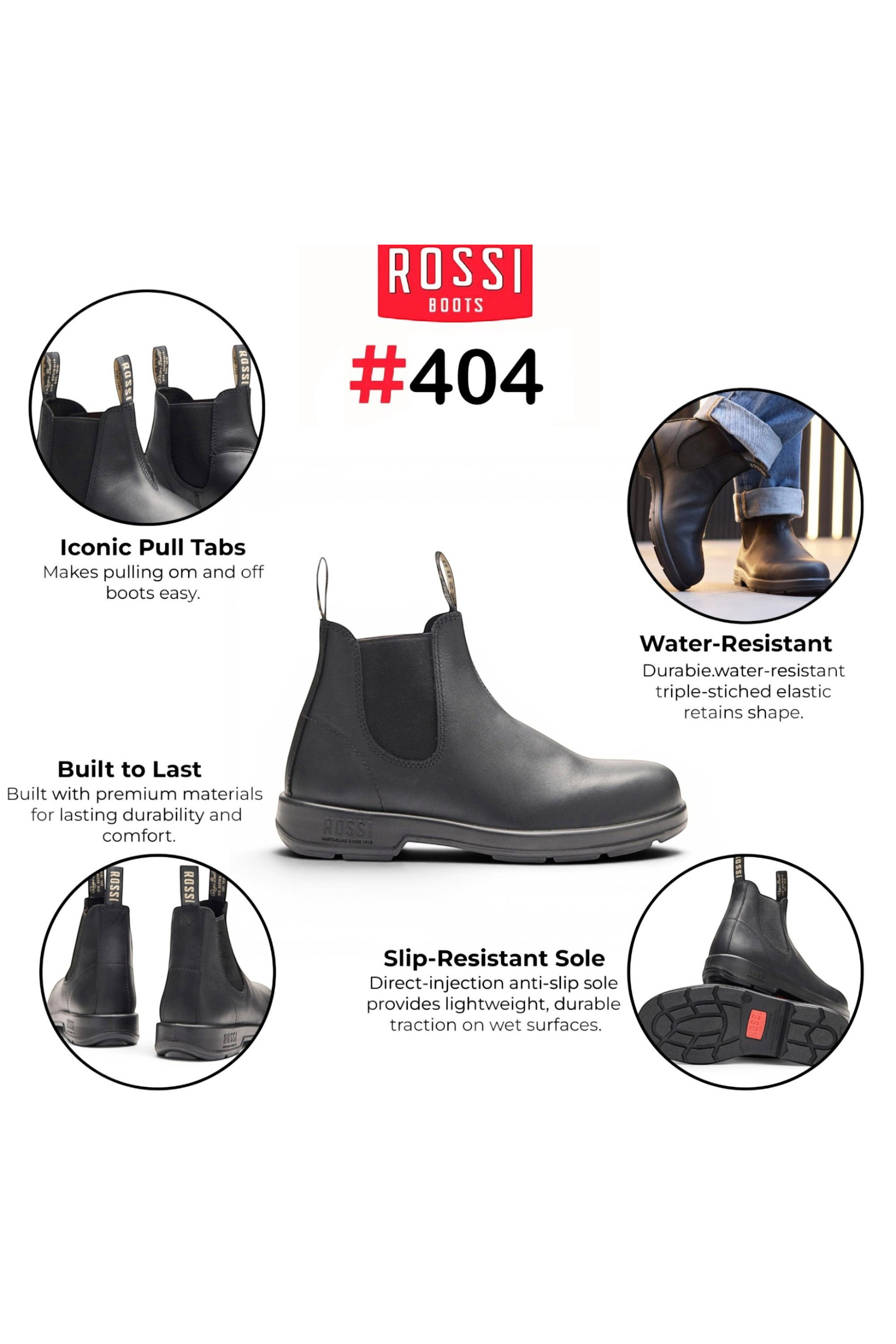 Black Leather Outdoor Chelsea Boots-Spinifex, Image 3 of 6