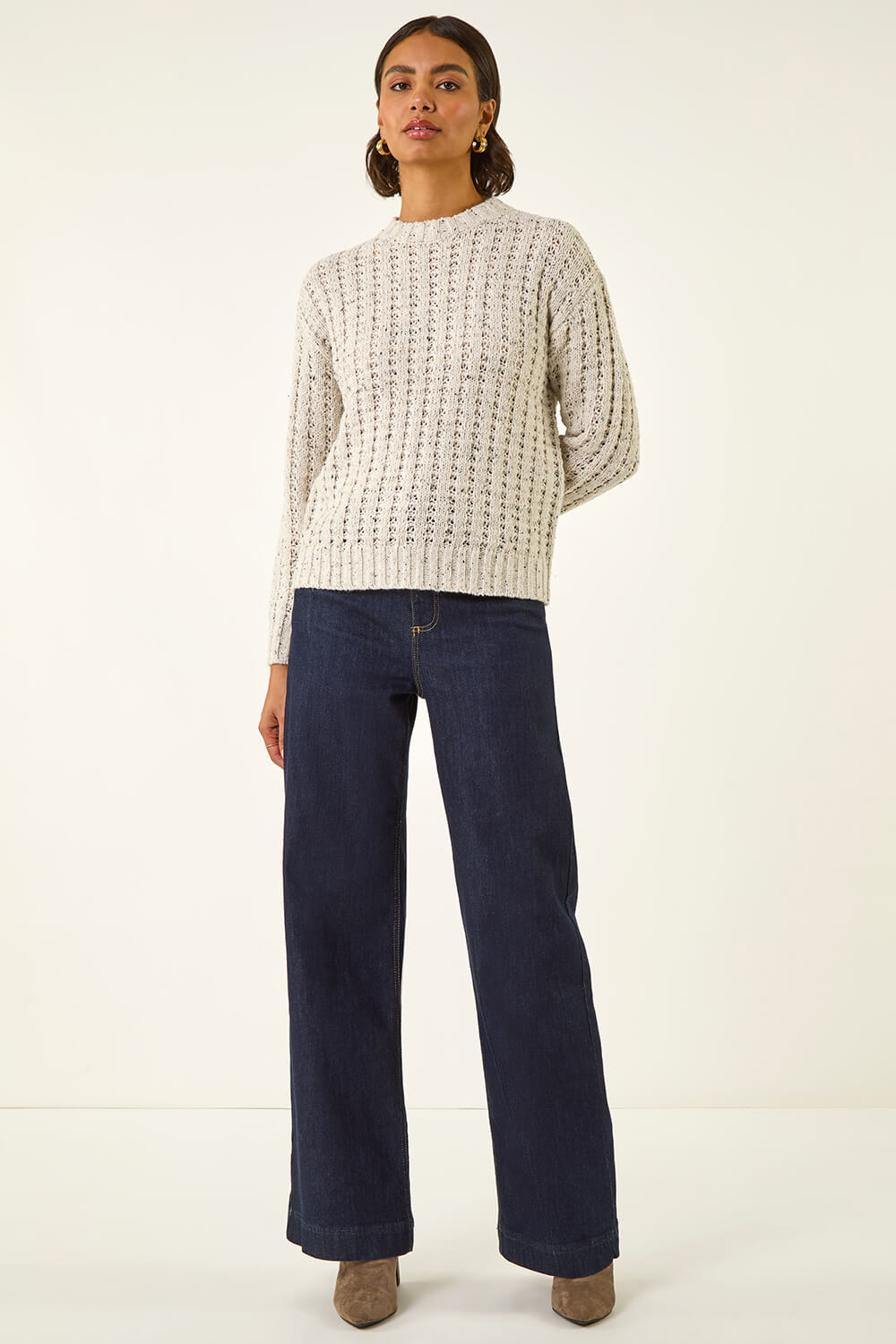 Light Grey Textured Knit Jumper, Image 3 of 5
