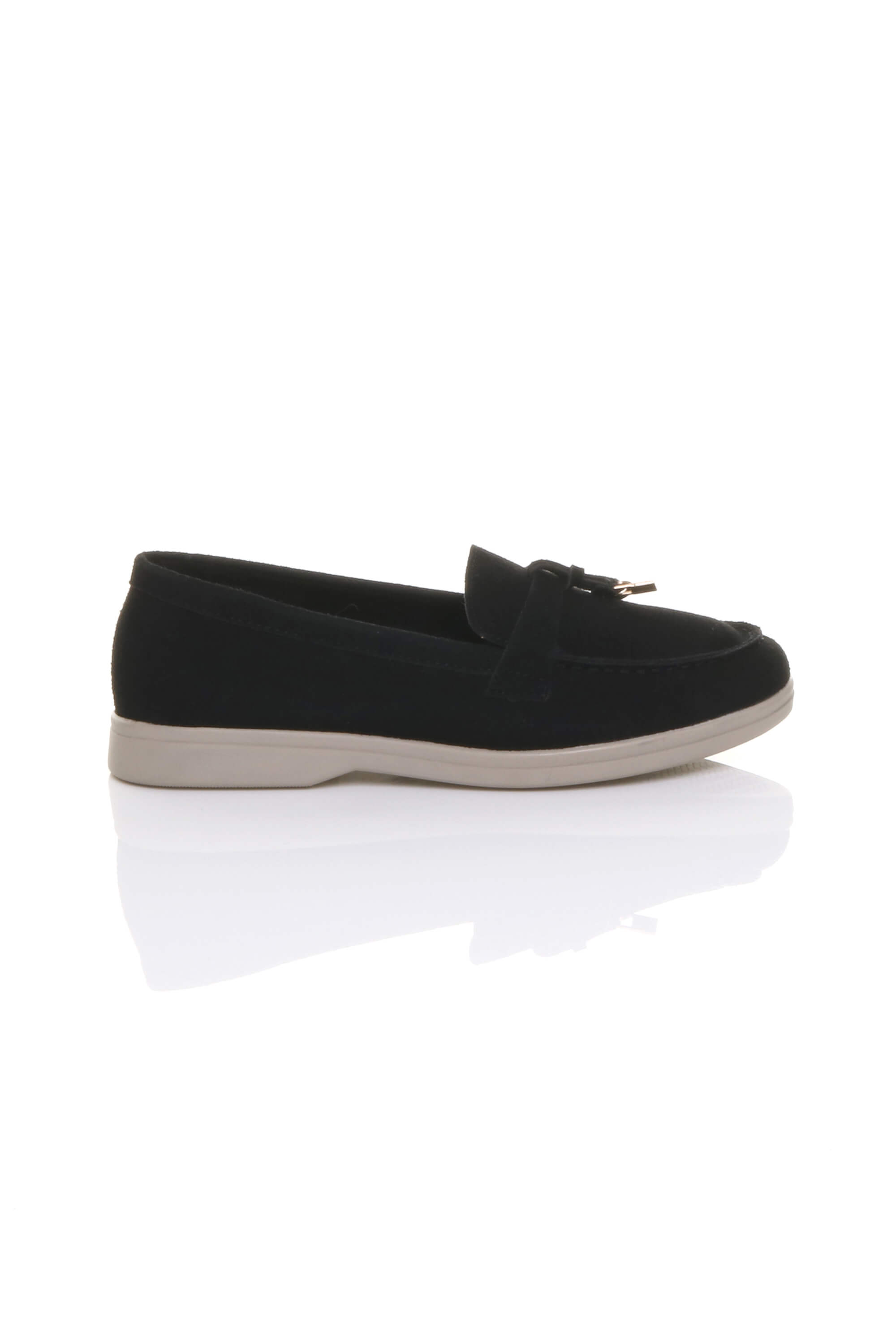 Black AJVANI Black Flat Slip On Smart Loafers, Image 2 of 4