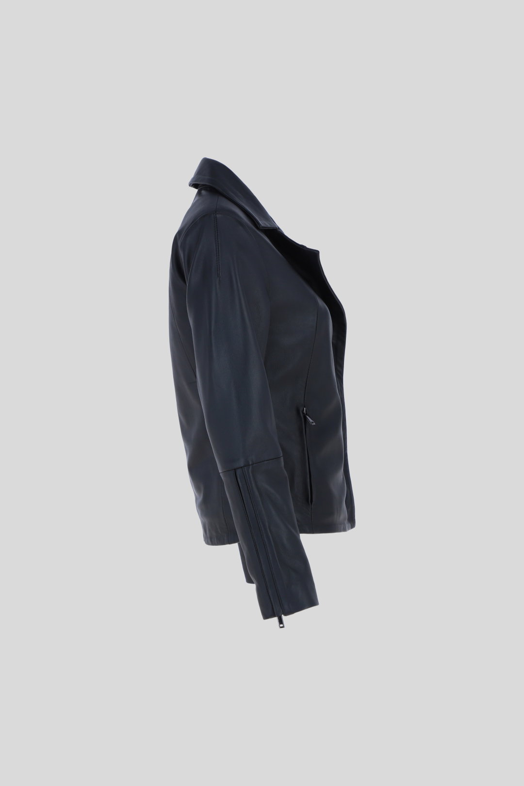 Black Ashwood Leather Black Real Leather Biker Jacket with Hidden Zips, Image 5 of 5