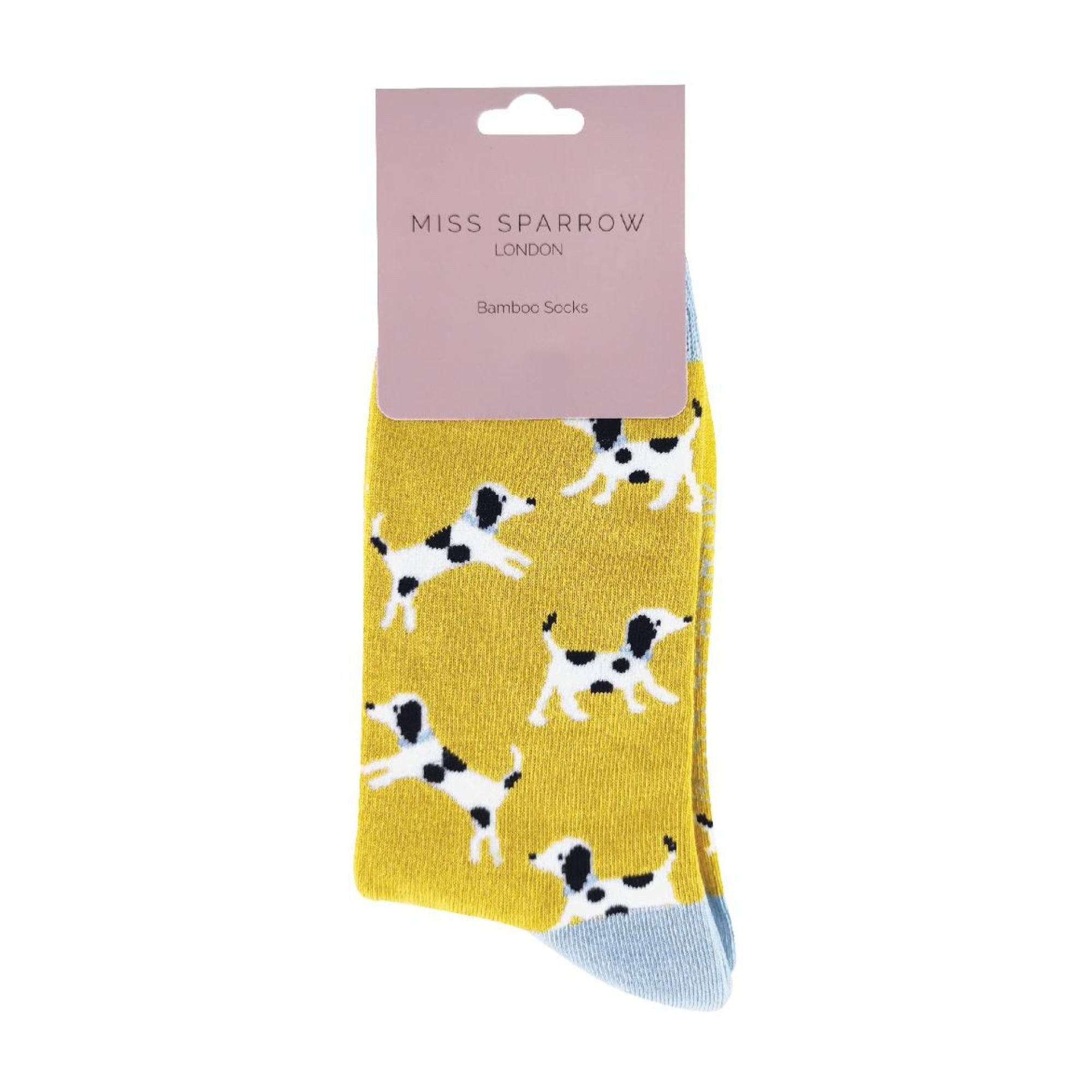 Yellow 1 Pack Ladies Novelty Dog Pattern Bamboo Socks, Image 5 of 5