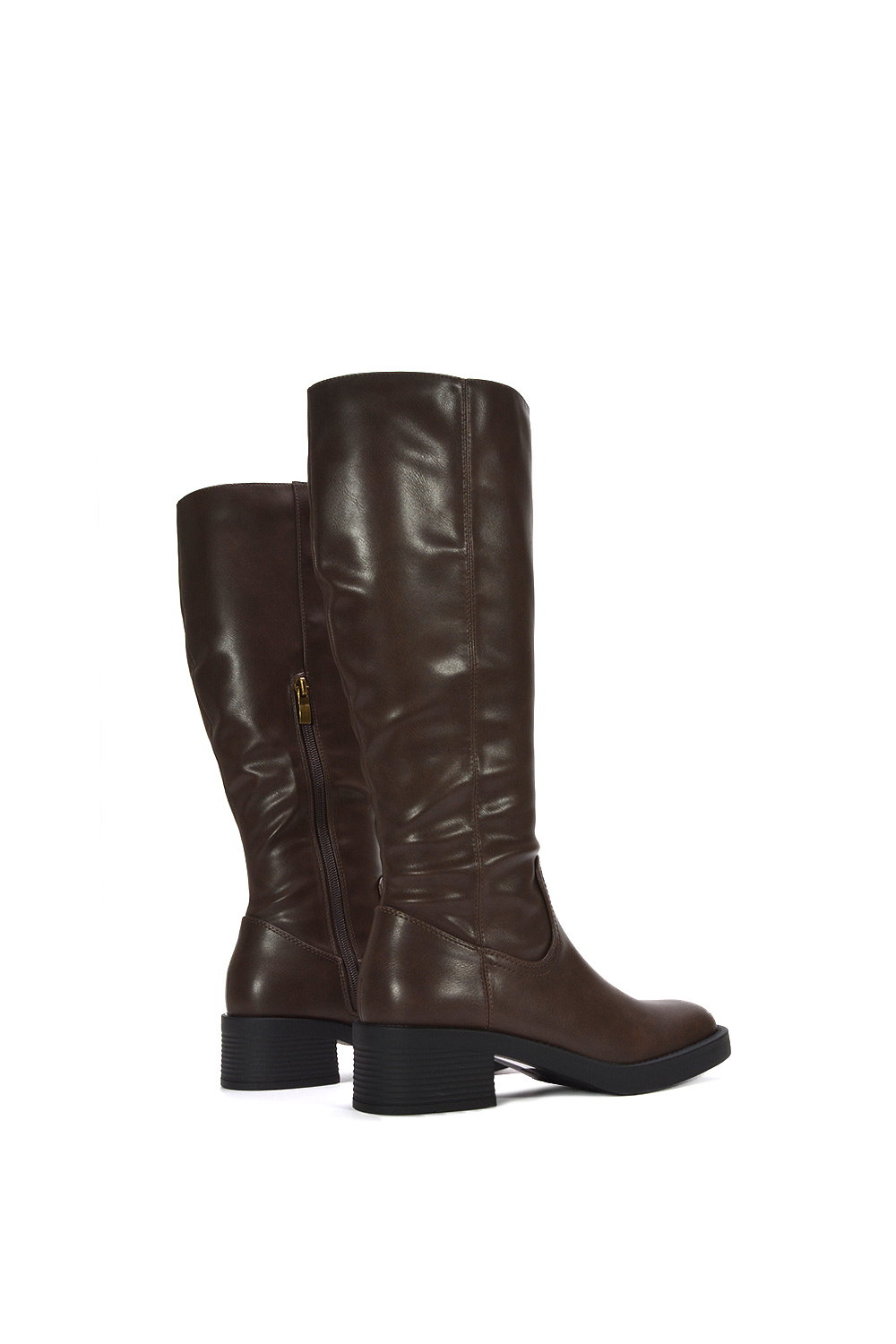 Brown XY LONDON Brown 'Nyx' Knee High Equestrian Style Biker Riding Boots, Image 4 of 7