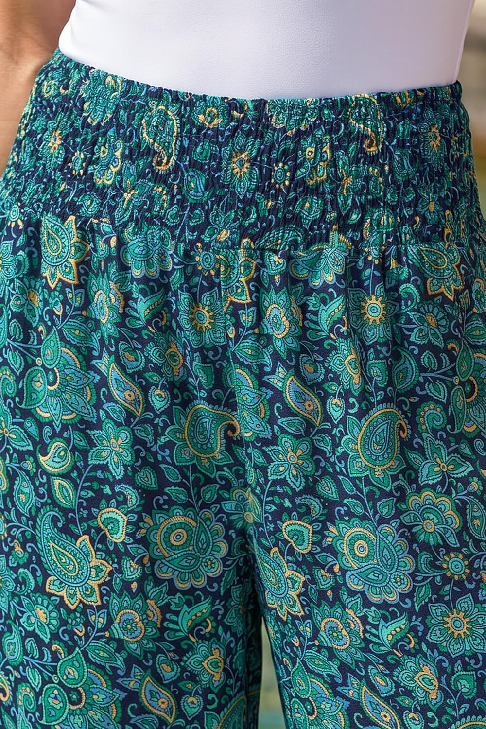 Mint Floral Print Tiered Palazzo Trousers, Image 5 of 4